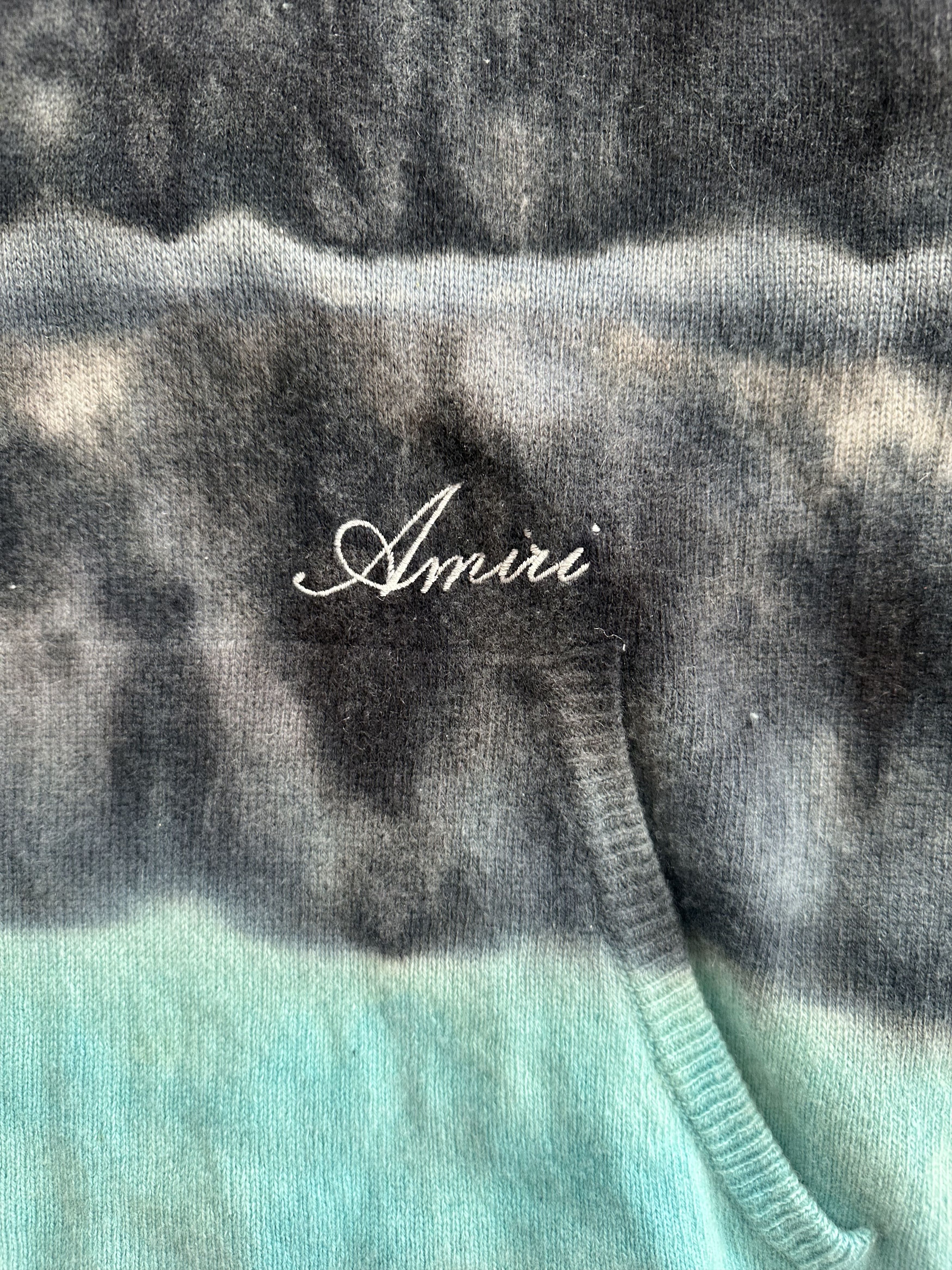 Amiri Amiri Black & Blue Tie-Dye Cashmere Distressed Hoodie Size US M / EU 48-50 / 2 - 3 Thumbnail