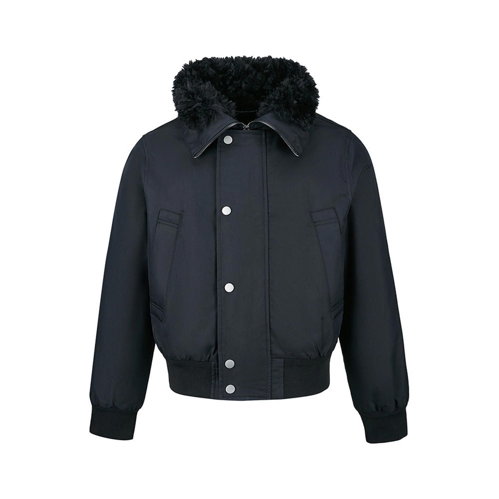 Other Black Irregular Faux-Fur Short Wide Bomber Jacket Size ONE SIZE - 1 Thumbnail
