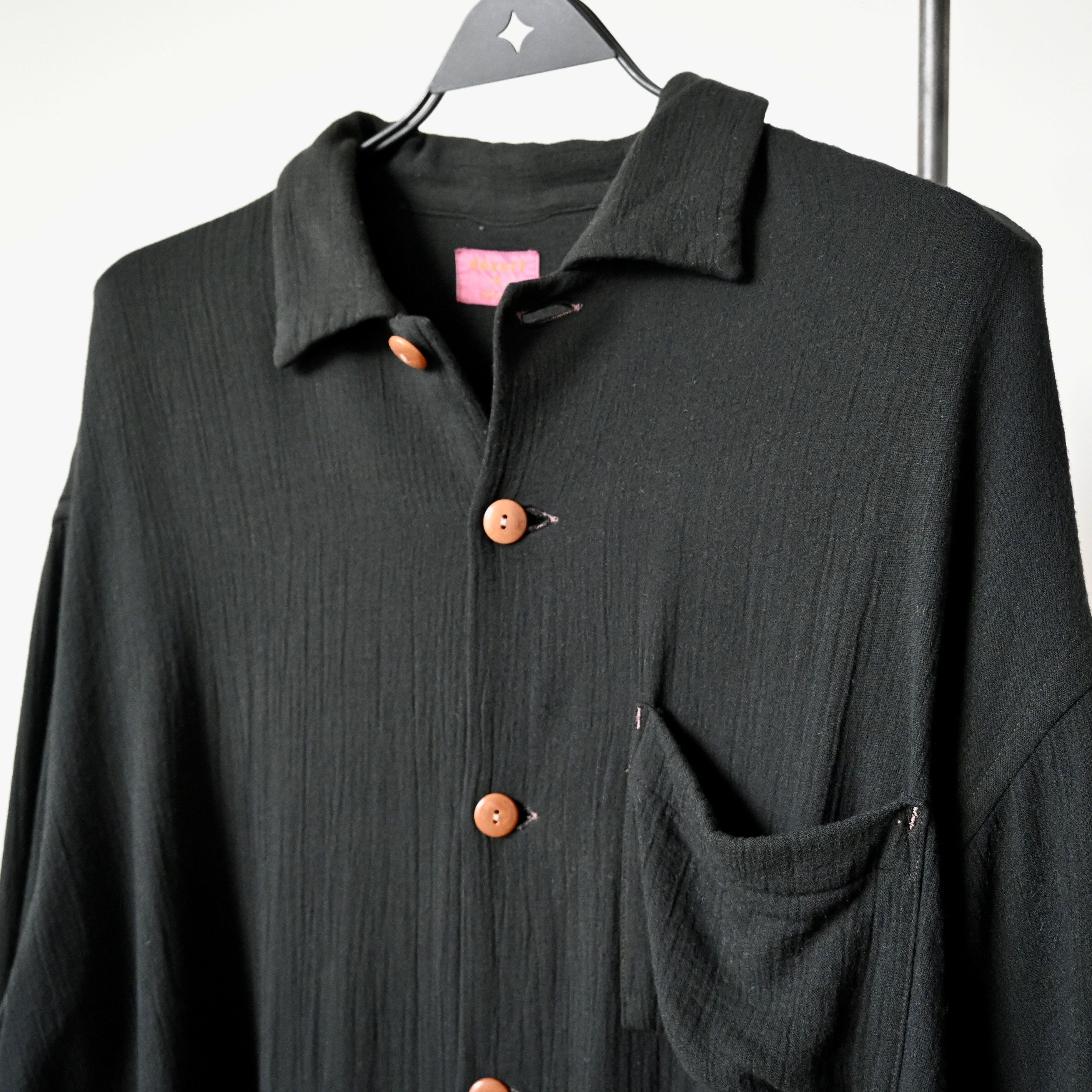 Dezert VTG 1980-90s Dezert black rayon x wool drapey shirt Size US L / EU 52-54 / 3 - 9 Thumbnail