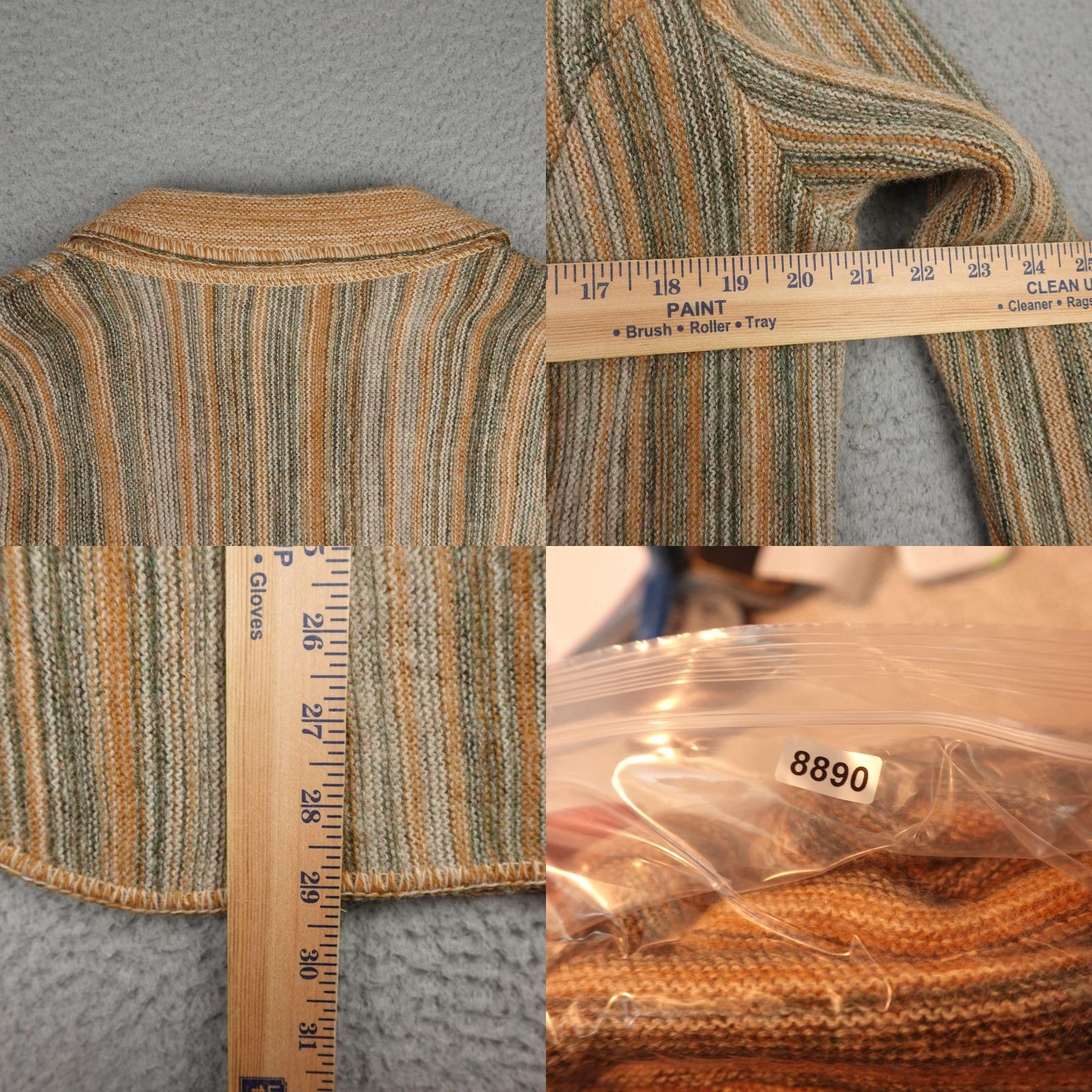 Vintage VINTAGE Denbigh Knitwear Jacket Womens M Beige Wool Striped Button 80s 90s Retro Classic Preppy England Size M / US 6-8 / IT 42-44 - 8 Thumbnail