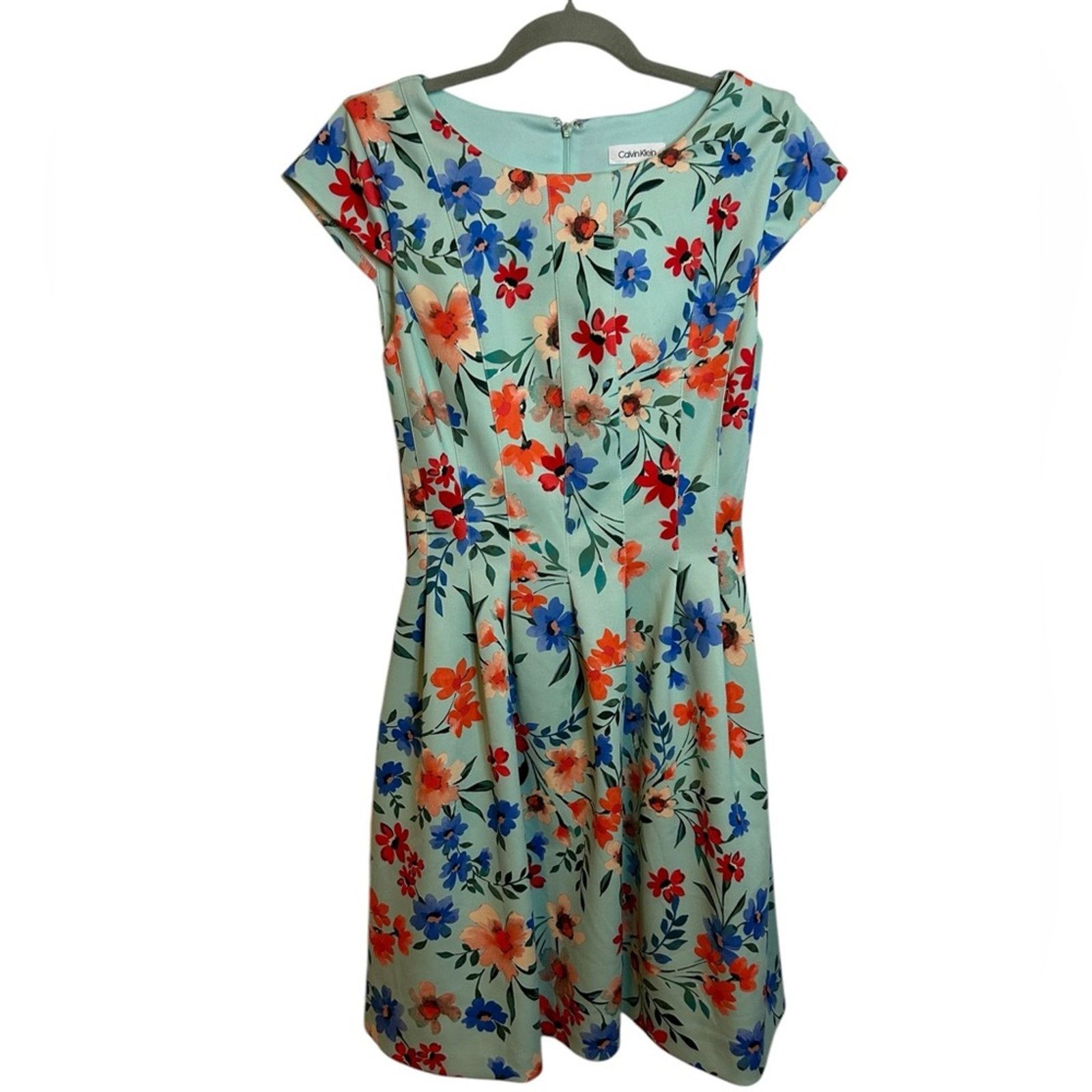 Calvin Klein Calvin Klein Colorful Floral Cap Sleeve Dress Size S / US 4 / IT 40 - 1 Thumbnail