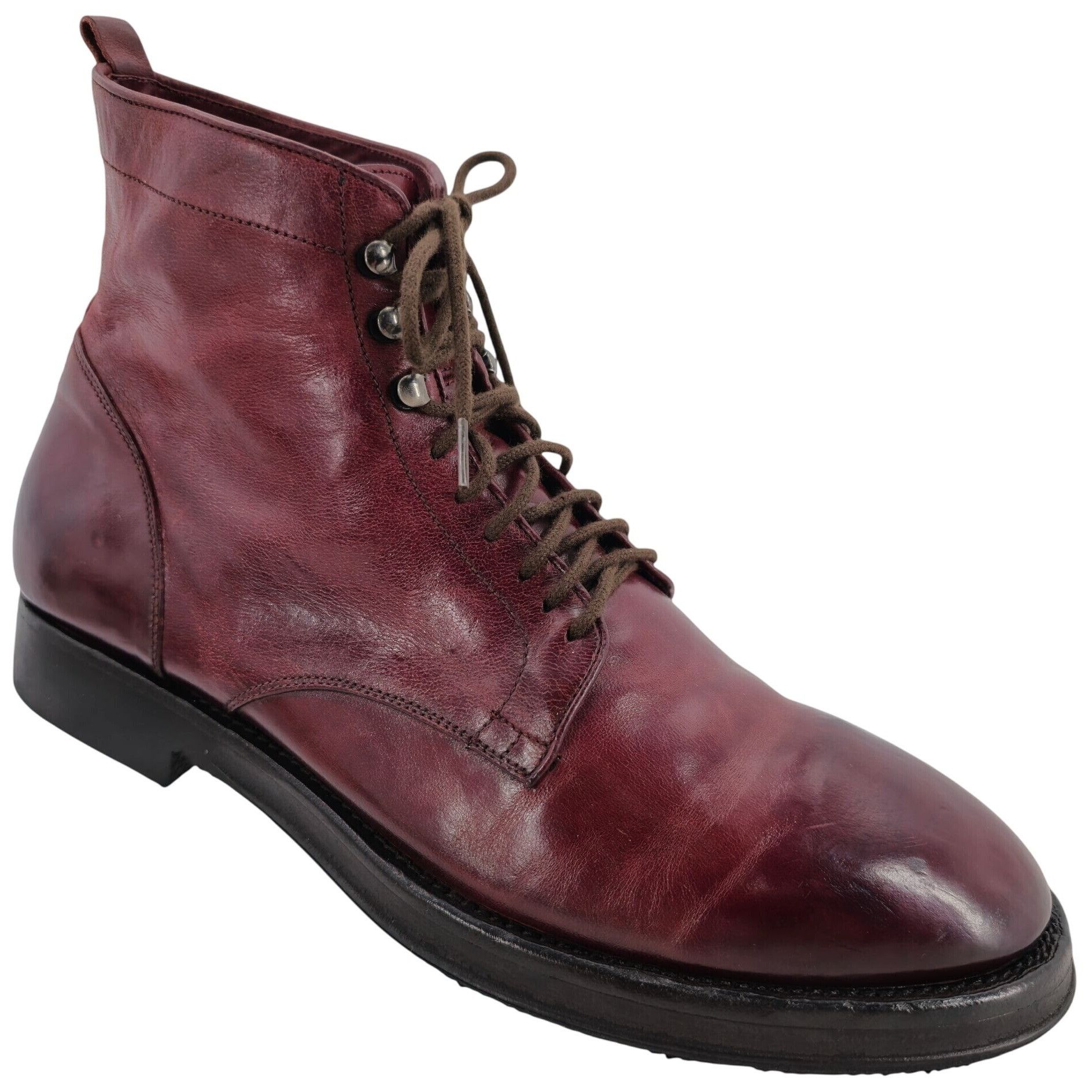 Alberto Fasciani Italy Burnished Burgundy Combat Boots Mens