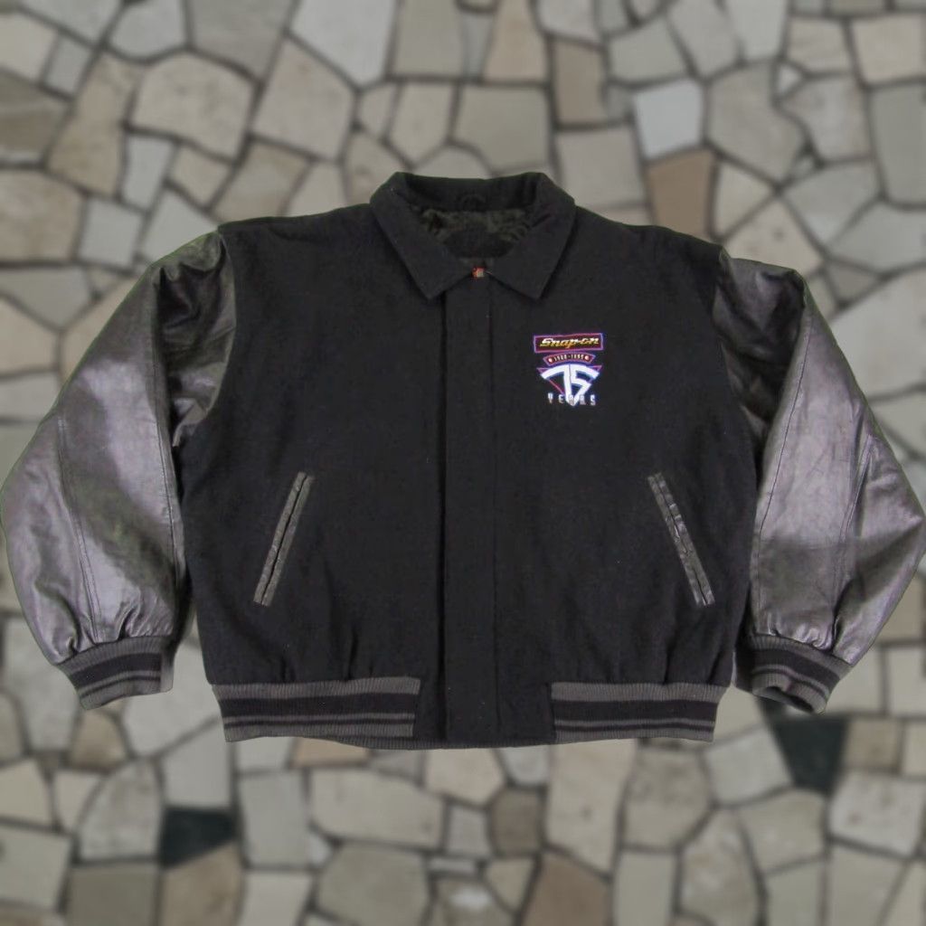 Vintage VINTAGE Snap-on Jacket Mens 2XL Black Wool Quilted Varsity 90s Outdoor Autumn Winter Coat Mens Size US XXL / EU 58 / 5 - 1 Thumbnail