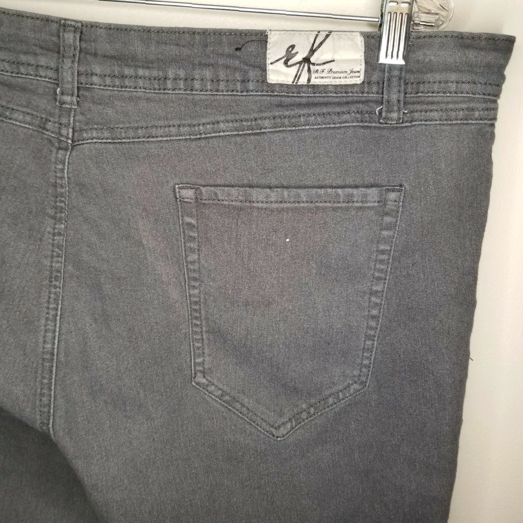 Denime RF Premium Jeans Straight Denim Pants Womens Size 17 Gray Regular Fit Bleached Spots Photos Included Size 38" / US 16 / IT 52 - 6 Thumbnail