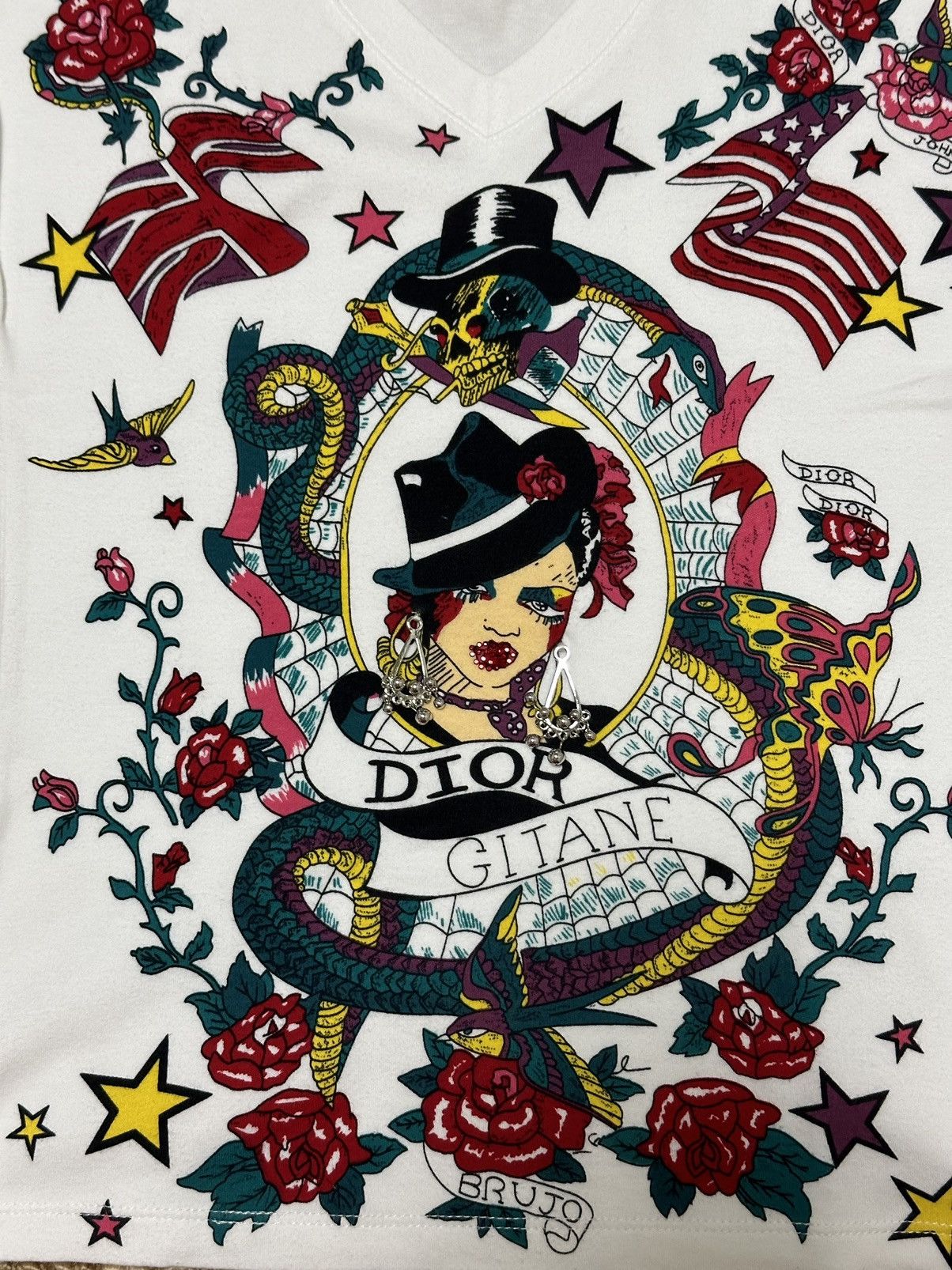 Dior CHRISTIAN DIOR Spring Summer 2004 Gitane Tatoo Print T-Shirt Size S / US 4 / IT 40 - 3 Thumbnail