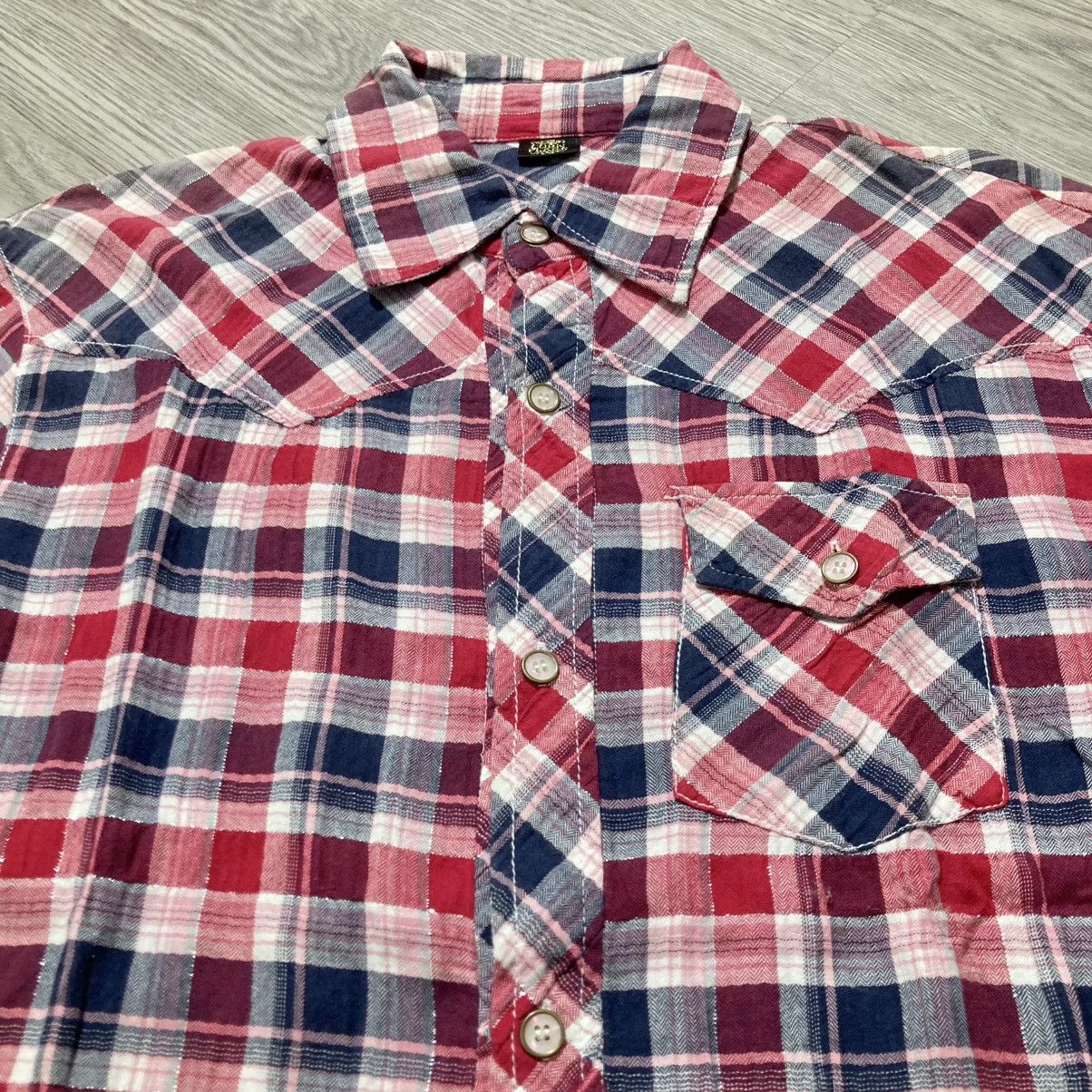 20471120 2000s Corn Flake Poem Logo Western Plaid Shirt Button Up Size US L / EU 52-54 / 3 - 8 Thumbnail