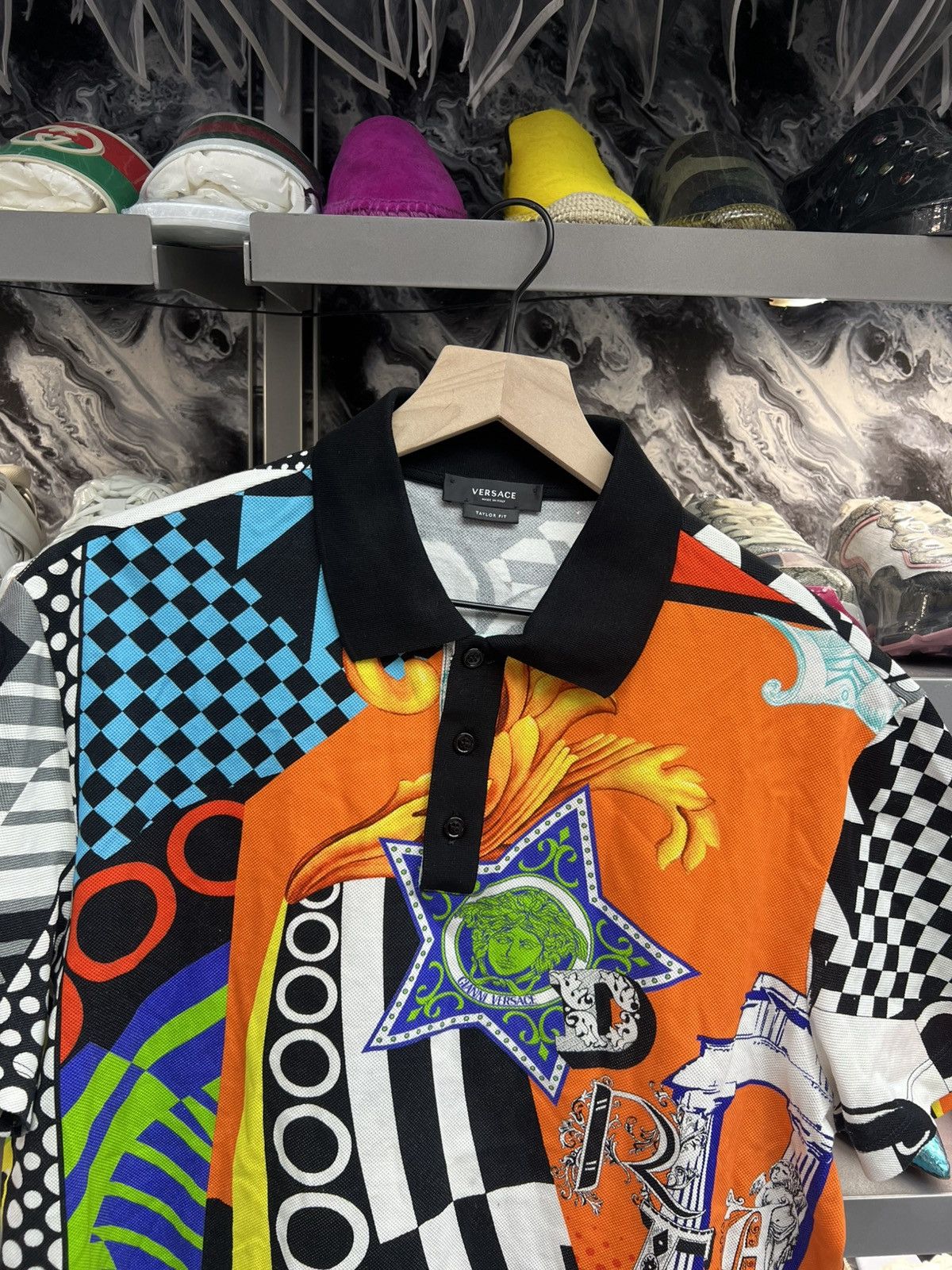 Versace Versace Multicolor Collage Print Taylor-Fit Polo Size US XL / EU 56 / 4 - 5 Thumbnail