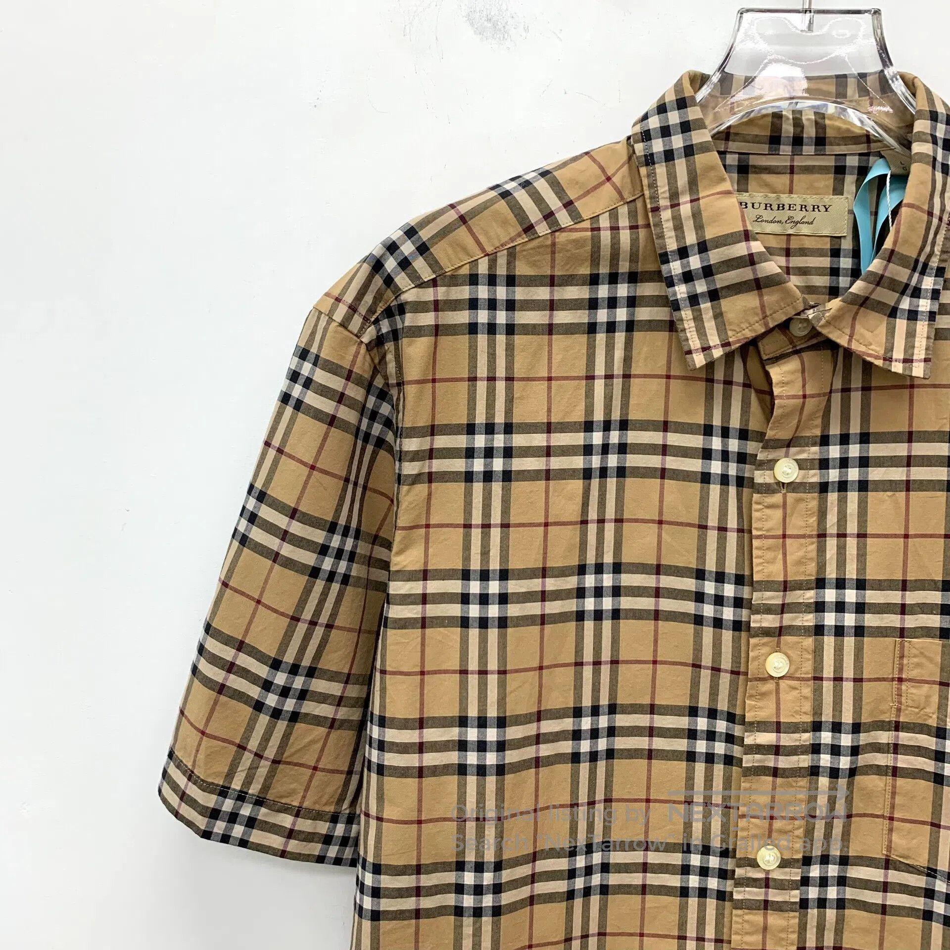 Burberry Burberry Brown Classic Plaid Design Cotton Lapel Single-Br Size US L / EU 52-54 / 3 - 3 Thumbnail