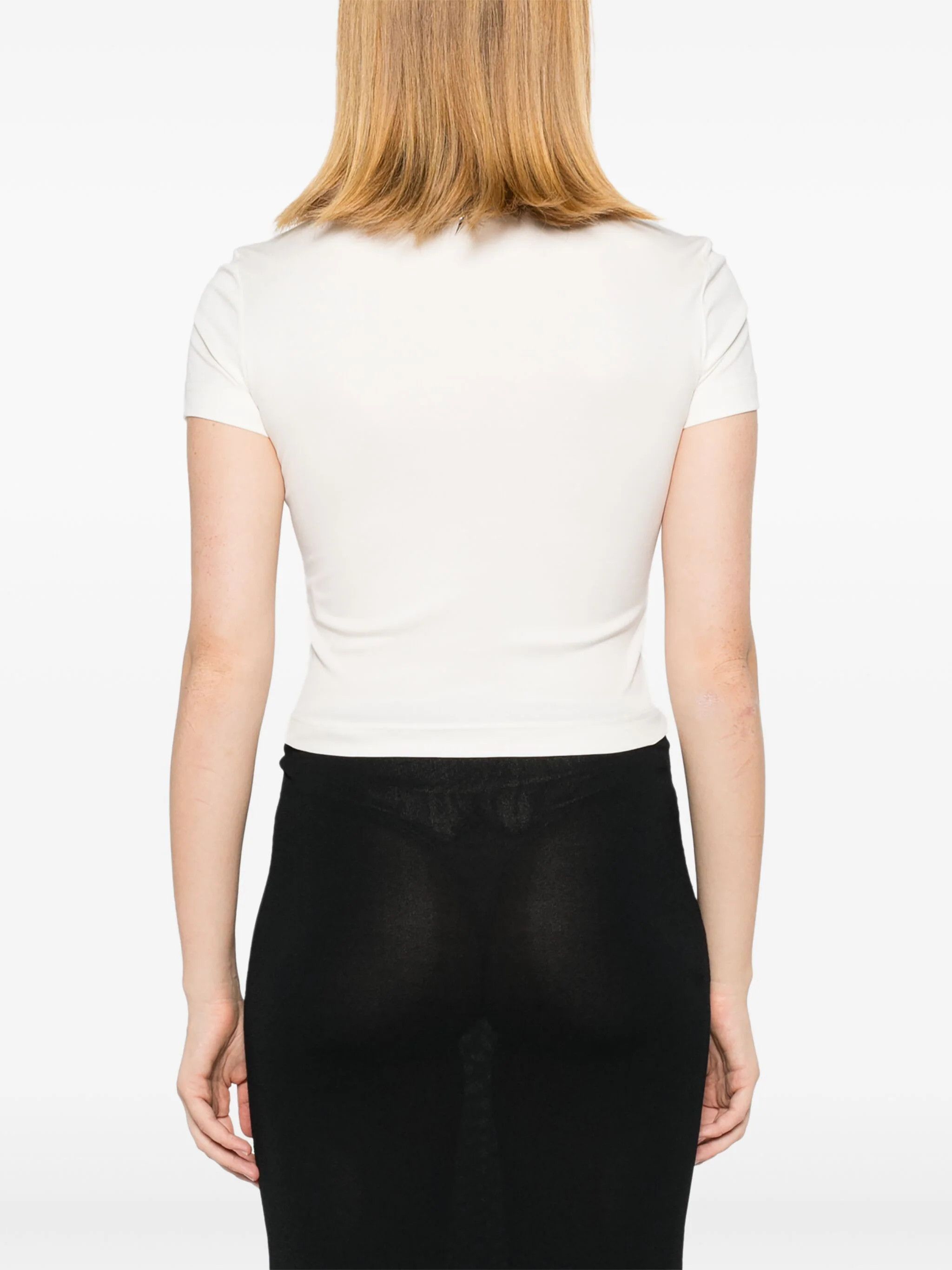Mugler o1s22i1n1024 Cropped T-Shirt in White Size M / US 6-8 / IT 42-44 - 4 Thumbnail