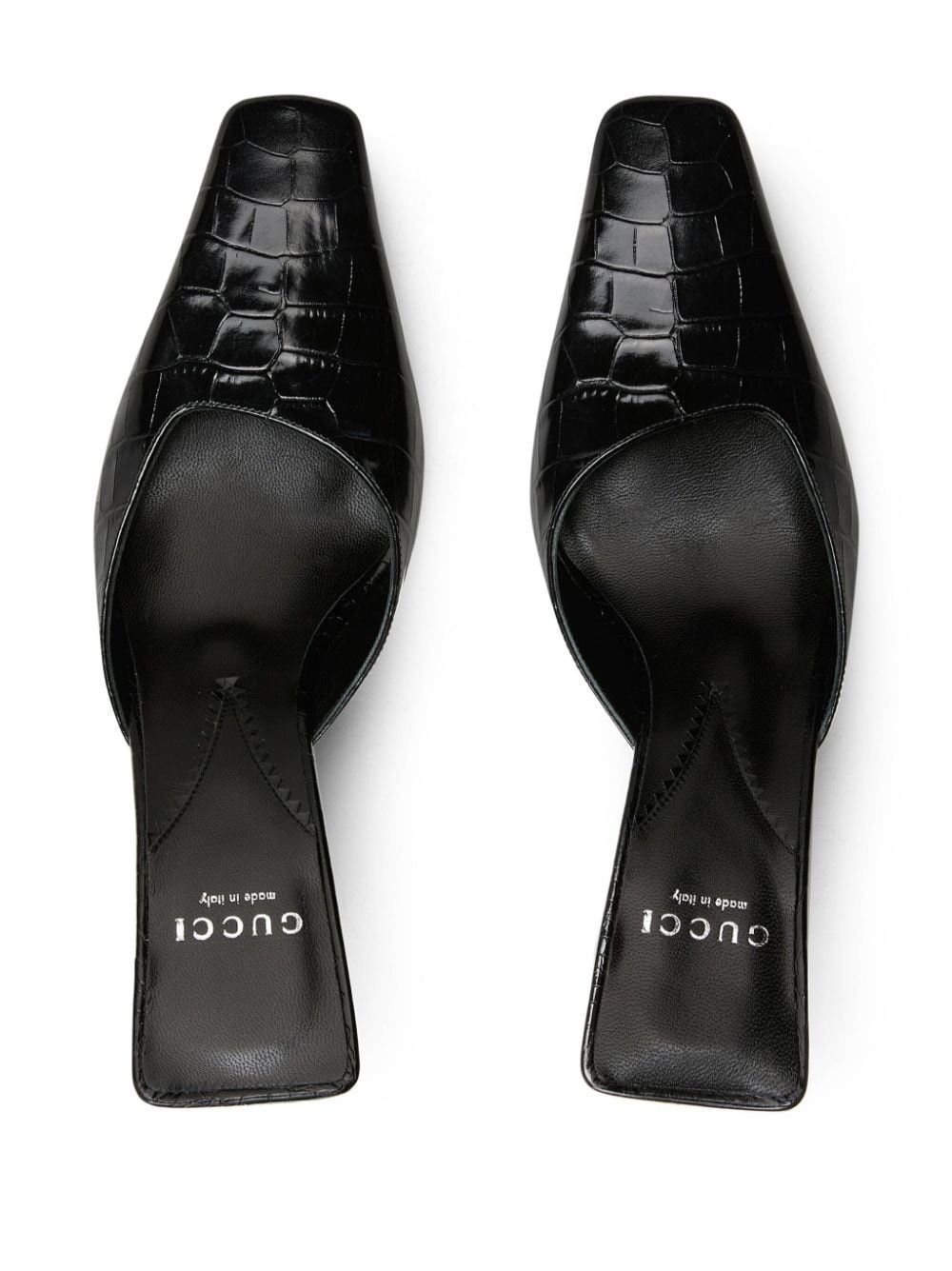 Gucci o1s1wg110125 Crocodile Printed Mules Sandals in Black Size US 10 / IT 40 - 4 Thumbnail