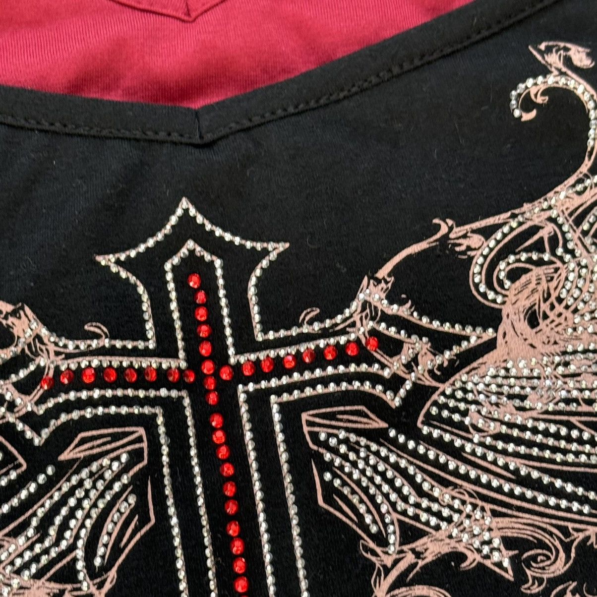 Hysteric Glamour 📌 Amazing Vintage Cross Rhinestones Y2K Gothic Tank Top Size XXL / US 16-18 / IT 52-54 - 5 Thumbnail