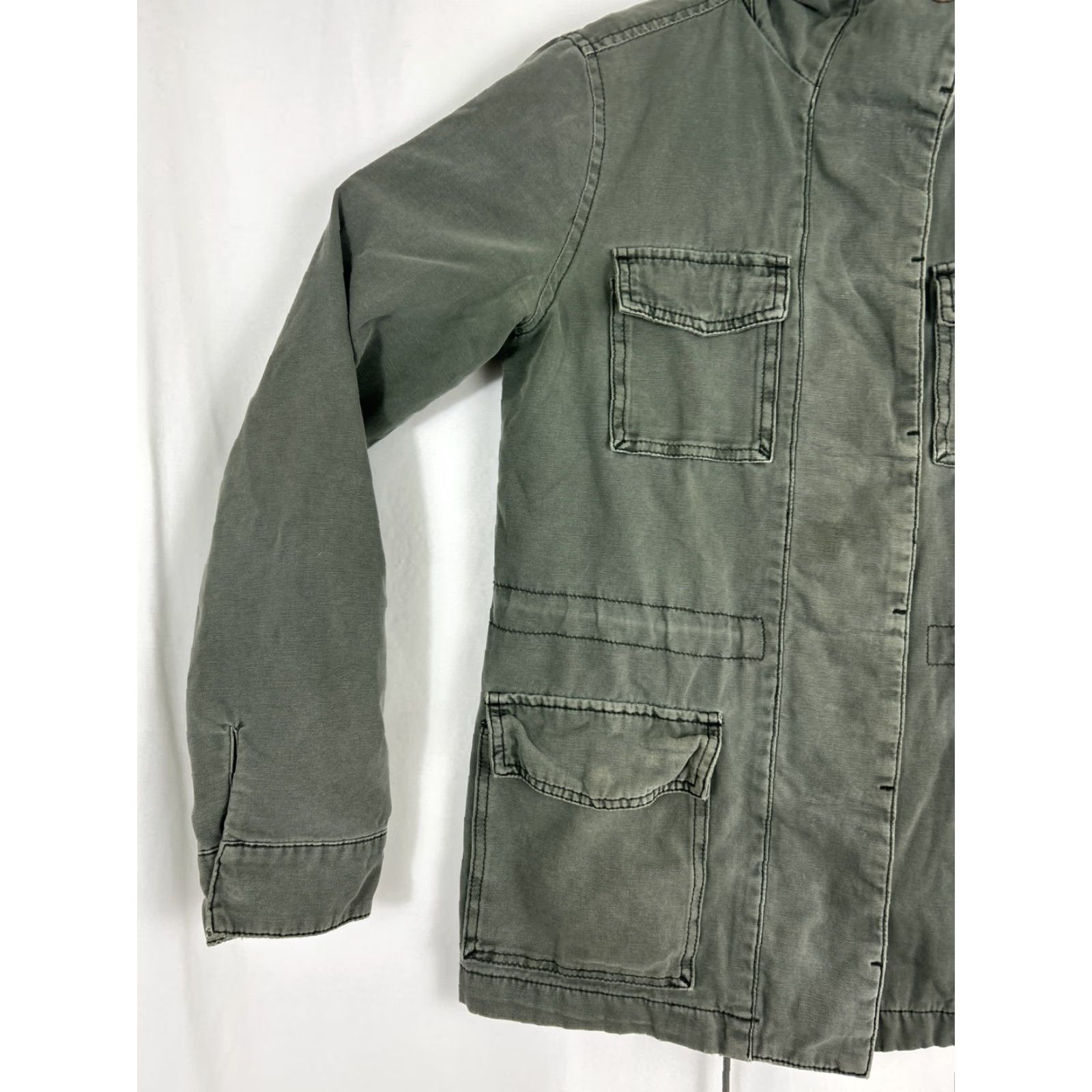 Vintage Ecote Women Field Jacket Military Green Itili Long Sleeve Cotton Button Down S Jacket Womens Army Style Pockets Size S / US 4 / IT 40 - 2 Thumbnail