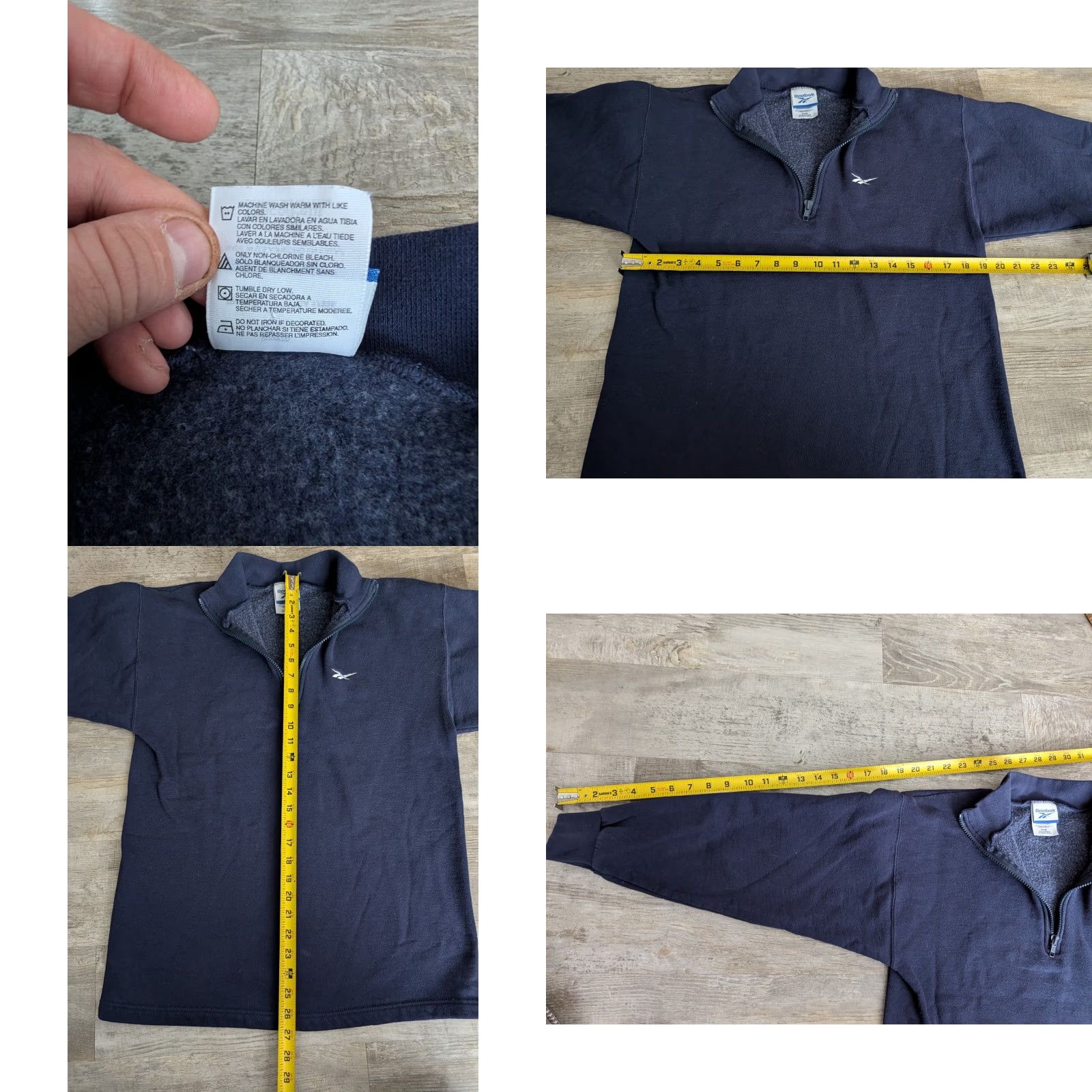 Reebok VINTAGE Reebok Navy Quarter Zip Pullover Sweatshirt Womens Small USA Made 90s Fleece Cotton Polyester Blue Embroidered Logo Zipper Size S / US 4 / IT 40 - 9 Thumbnail