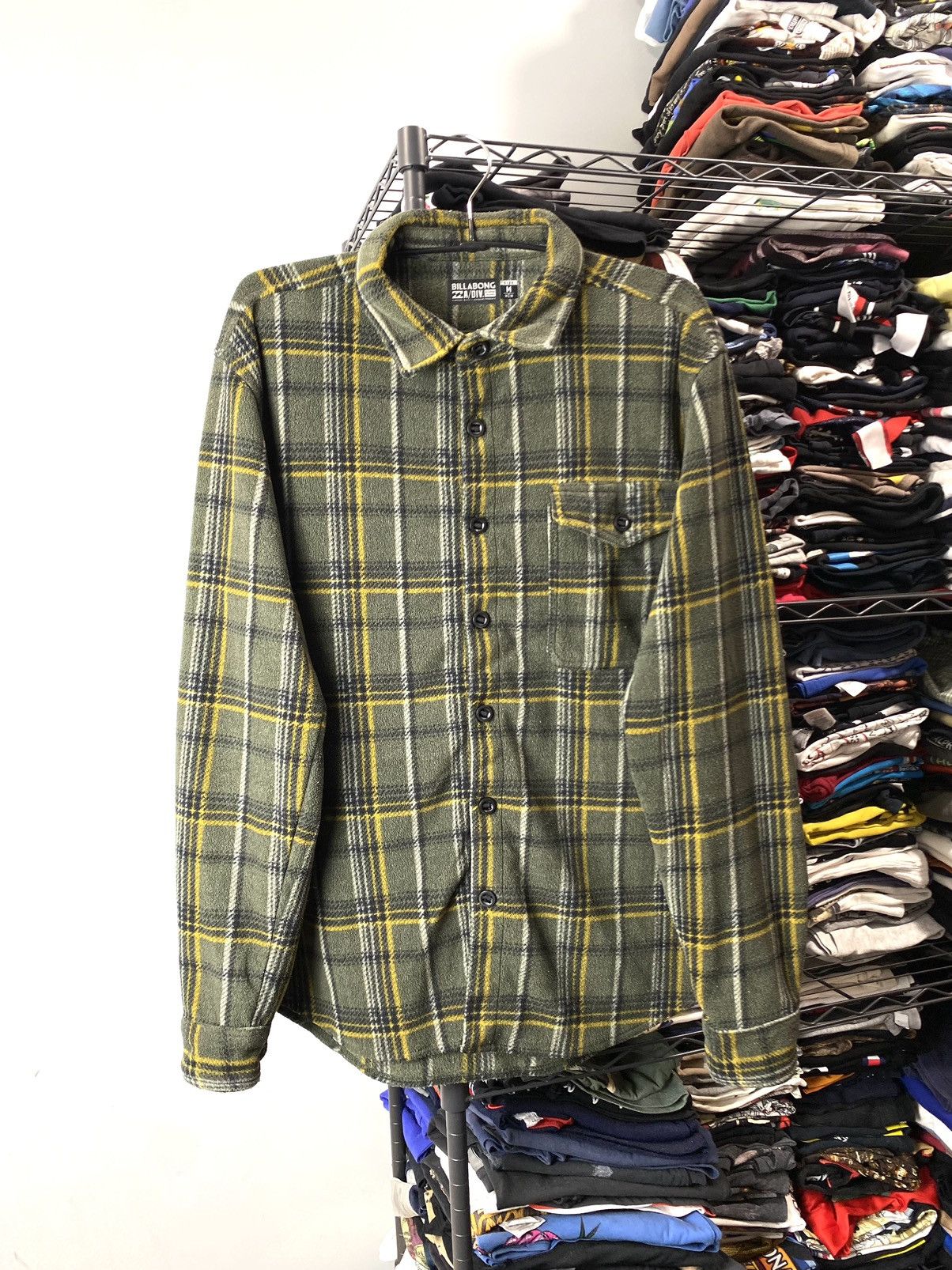 Quiksilver Vintage 00s Billabong Surf Fleece Flannel Shirt Stussy Size US M / EU 48-50 / 2 - 1 Thumbnail
