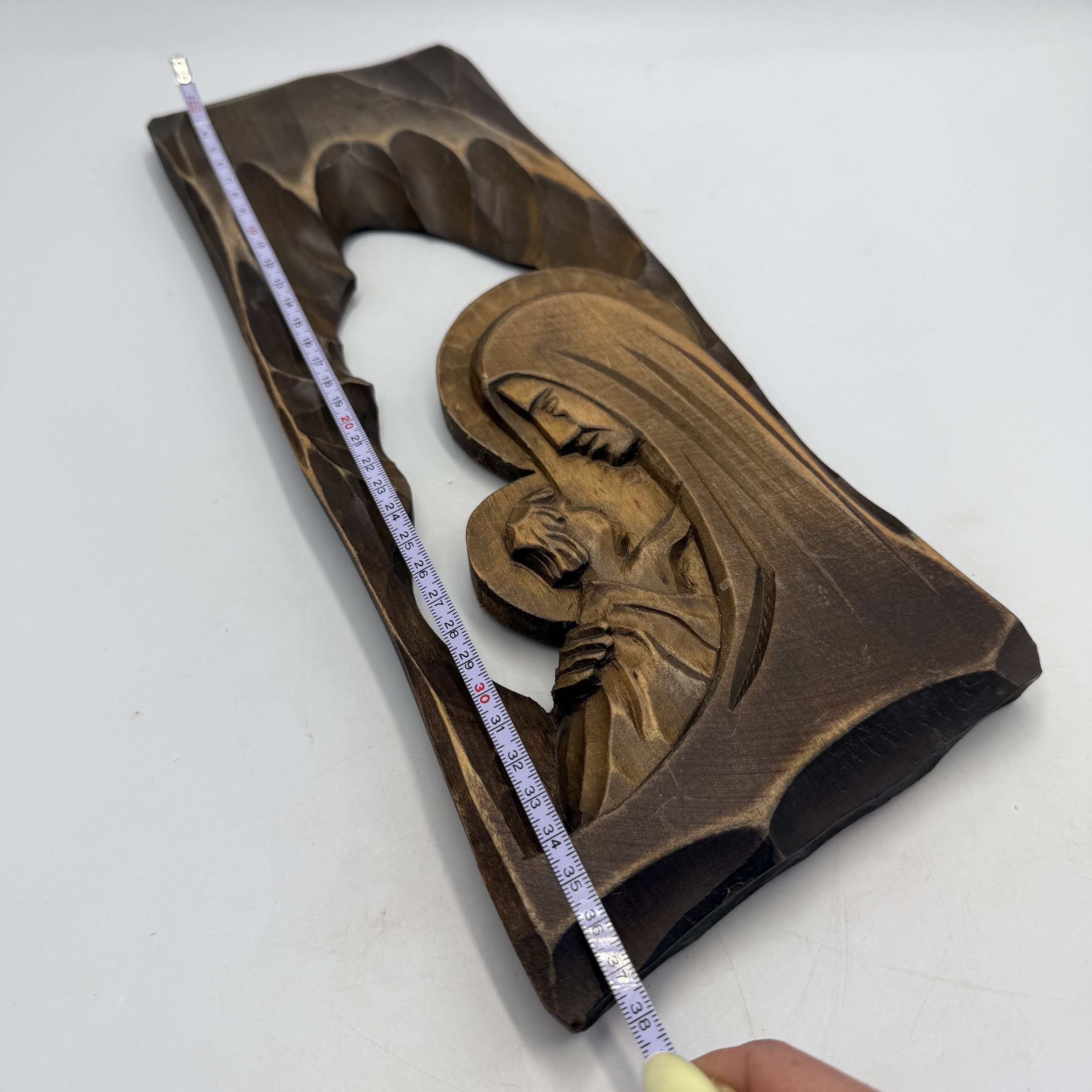 Vintage Vintage Hand Carved Madonna and Child Wall Panel Wooden Size ONE SIZE - 6 Thumbnail
