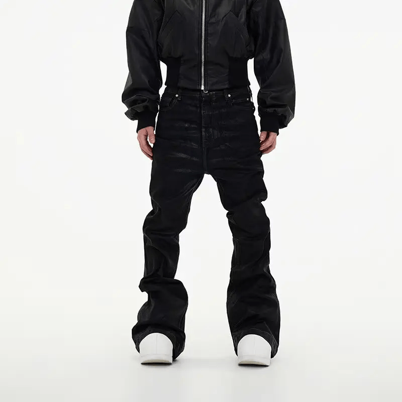 Vintage Street Vintage Rock Brushed Wax Coated Micro Flare Y2K Jeans Size US 34 / EU 50 - 2 Thumbnail