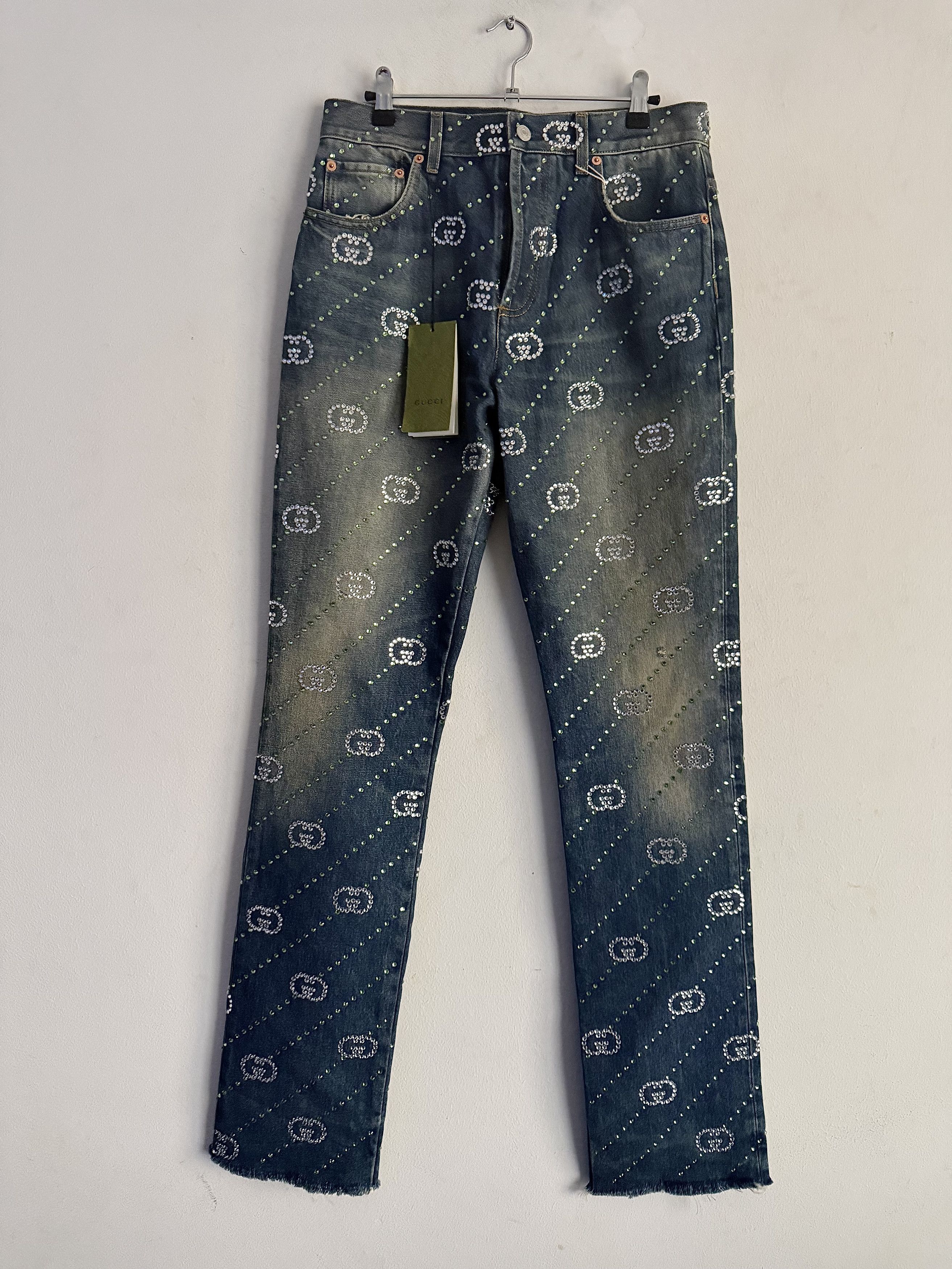 Gucci Runway Fw23/24 Interlocking G Embellished Jeans Size US 32 / EU 48 - 2 Thumbnail