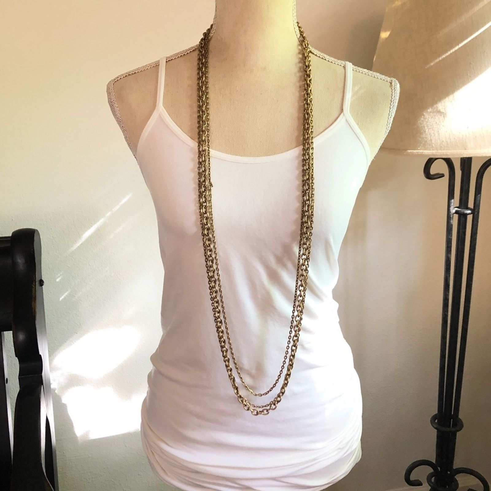 Vintage Vintage 70s gold plated triple strand chain necklace Size ONE SIZE - 3 Thumbnail