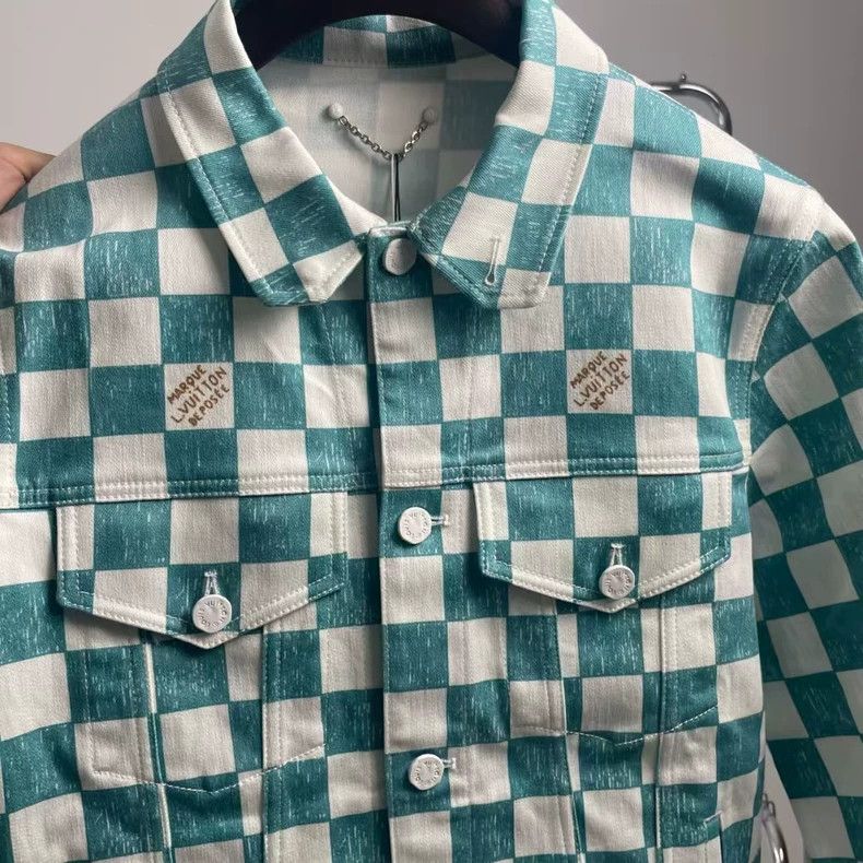 Louis Vuitton Louis Vuitton White and green checkerboard denim jacket Size US S / EU 44-46 / 1 - 3 Thumbnail