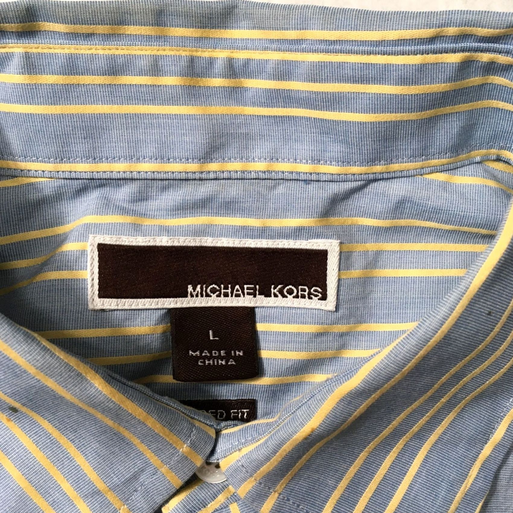 Michael Kors Michael Kors Shirt Mens L Blue Button Down taylored Fit Striped Long Sleeve Size US L / EU 52-54 / 3 - 2 Thumbnail