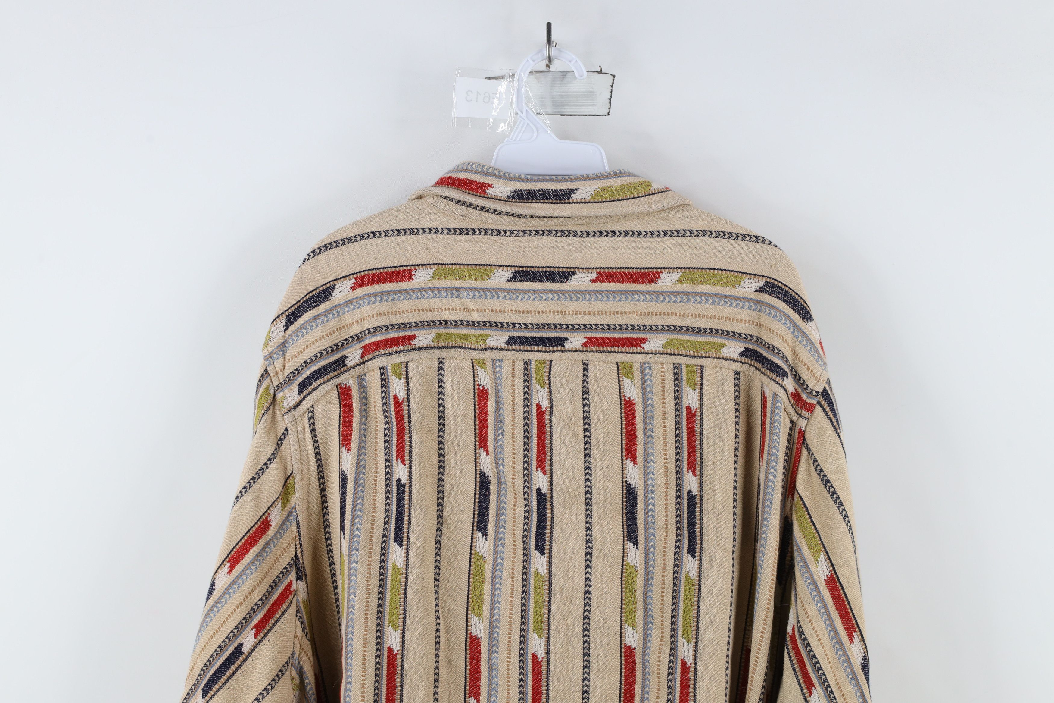 Vintage Vintage 90s Streetwear Striped Knit Button Shirt Jacket Jac Size 4XL / US 24-26 - 10 Thumbnail