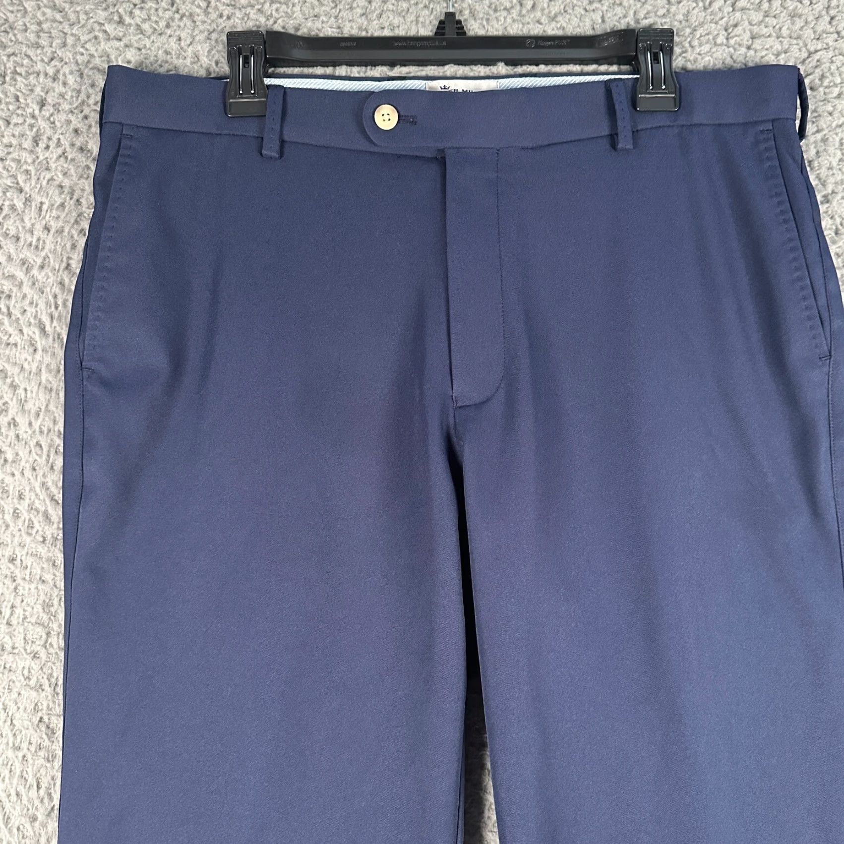 Peter Millar Peter Millar Durham Performance Golf Pants Mens 35x32 Navy Blue Chino Straight Regular Front Flat Pocket Pockets Size US 35 - 2 Thumbnail