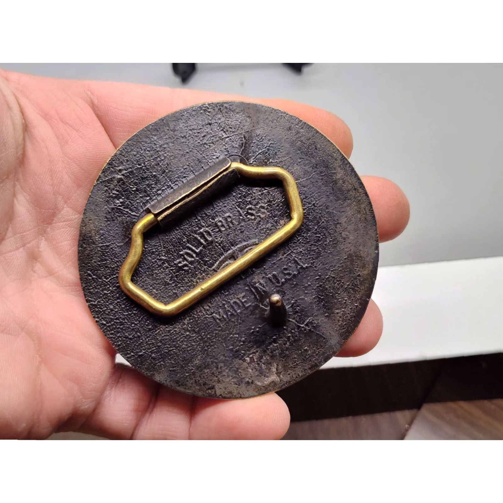 Vintage VINTAGE Veeder-Root Belt Buckle - 100% Brass, Made in USA, Bronze, Original, Vehicles/Transportation, Adult Unisex Size ONE SIZE - 2 Thumbnail