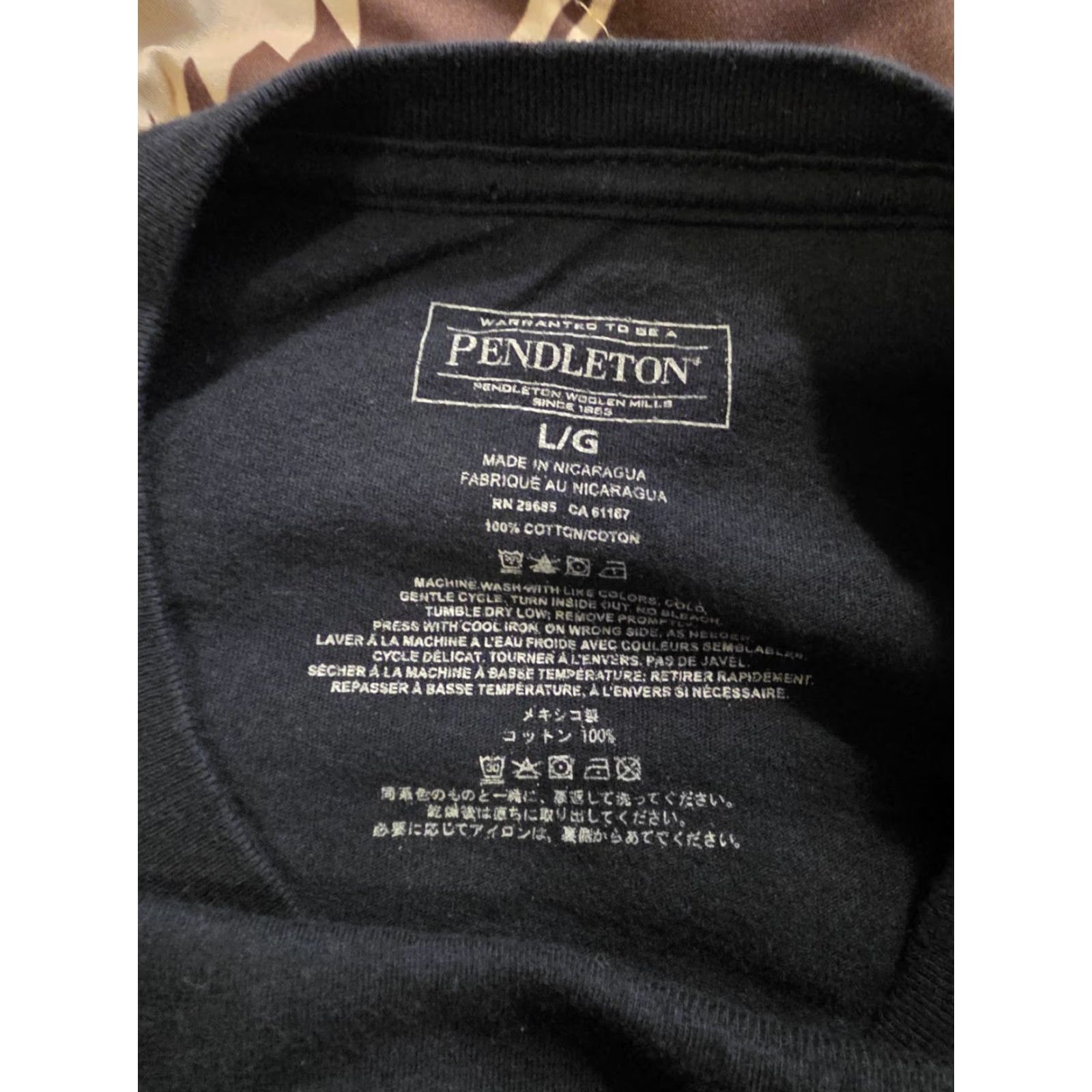 Pendleton Pendleton T-Shirt Navy Blue Adult Large Double-Sided Graphic Print Crew Neck Cotton Unisex Shirts All Seasons Outdoor Classic Size US L / EU 52-54 / 3 - 5 Thumbnail