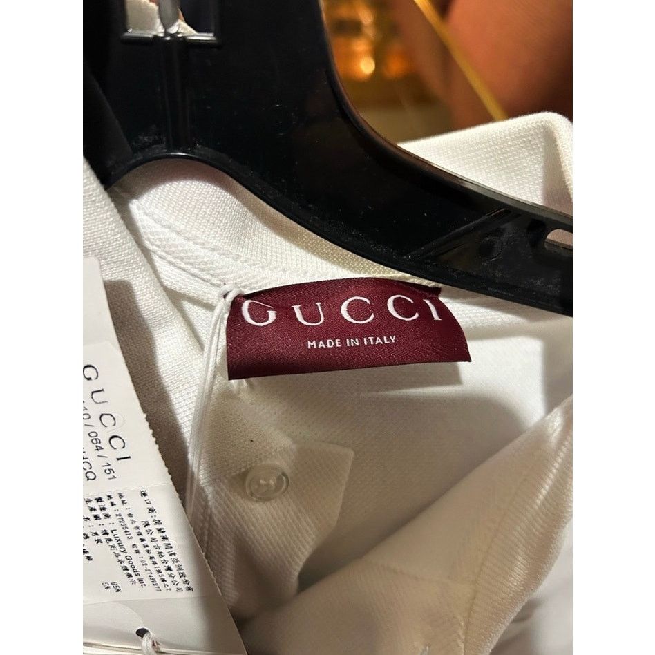 Gucci Men's Gucci polo shirt with pink embroidered logo size XL Size US XL / EU 56 / 4 - 7 Thumbnail