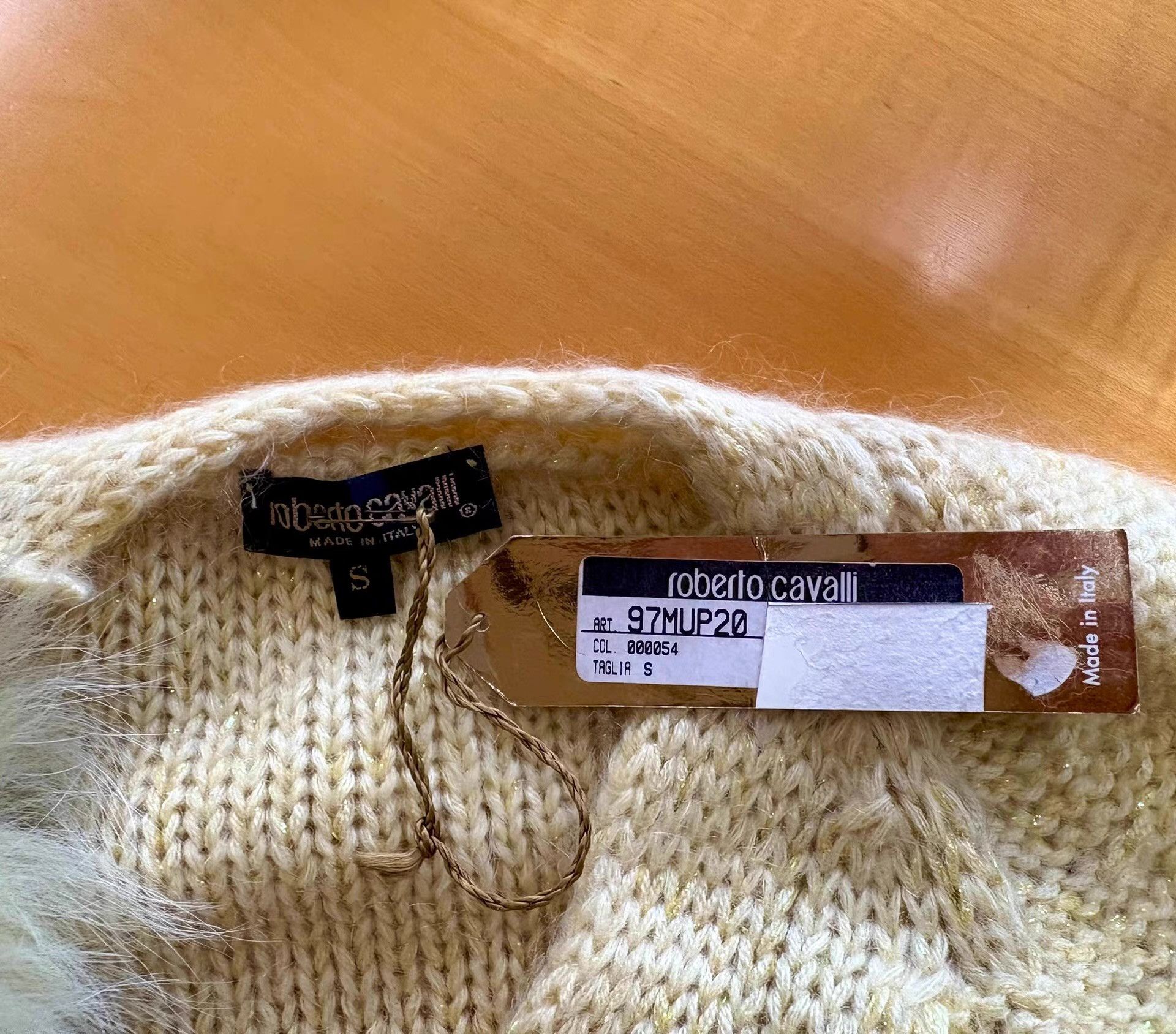 Roberto Cavalli Roberto Cavalli Women's Pale Yellow Knit Sweater Ｑ21 Size S / US 4 / IT 40 - 3 Thumbnail