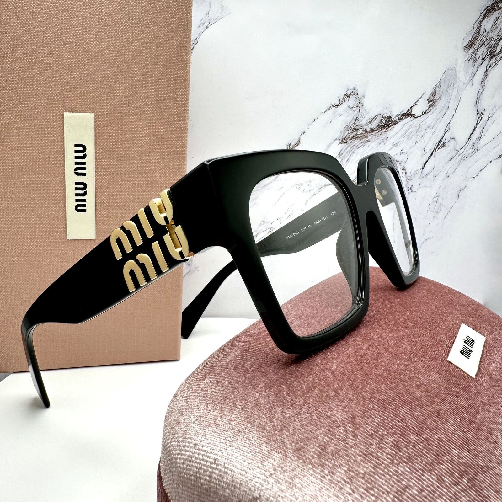Miu Miu MIU MIU Womens Eyeglasses Black Square Full Rim frames Size ONE SIZE - 5 Thumbnail