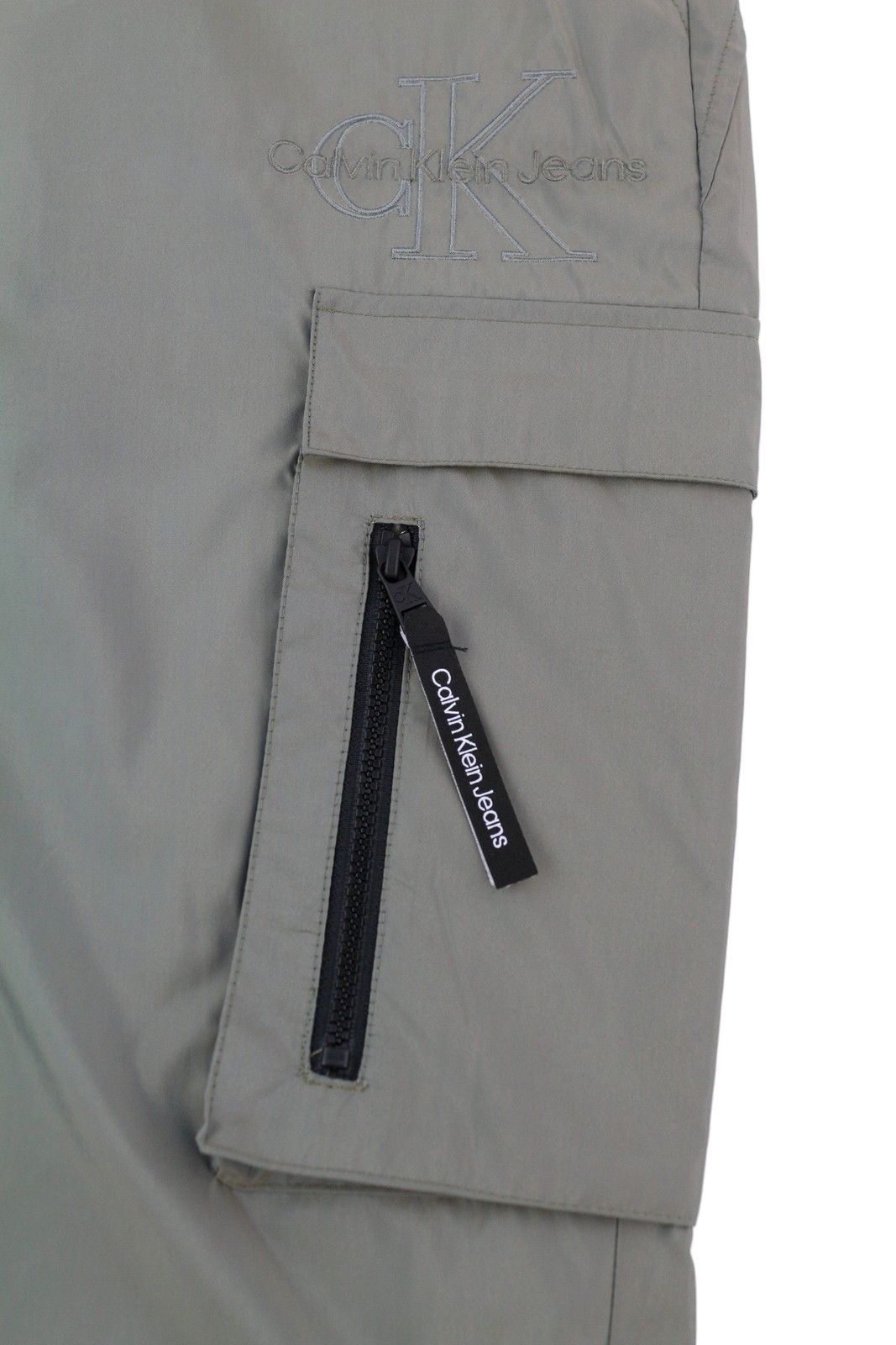 Calvin Klein XL Grey Elastic Waist Shiny Track Zip Cargo Trousers 85167 Size US 36 / EU 52 - 6 Thumbnail