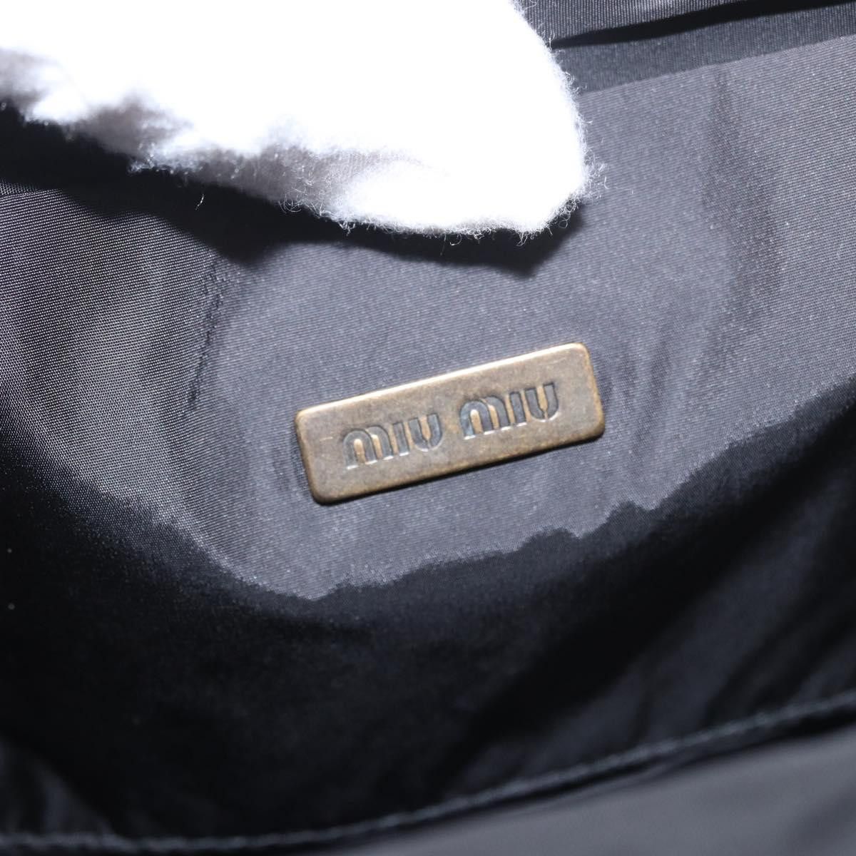Miu Miu Miu Miu Hand Bag Satin Black Gold Auth 187043A - Jerrillo Size ONE SIZE - 19 Thumbnail