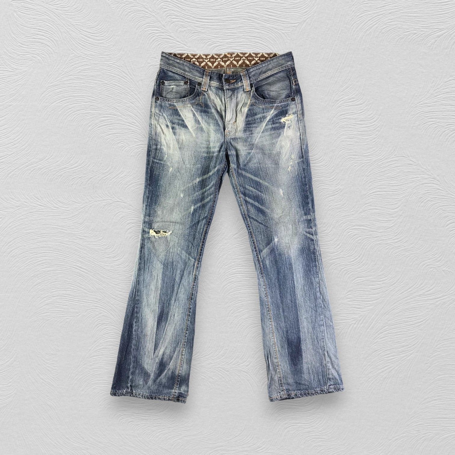 Edwin Edwin XV Jeans Distress Flare Denim KJ2704 Size US 34 / EU 50 - 1 Thumbnail