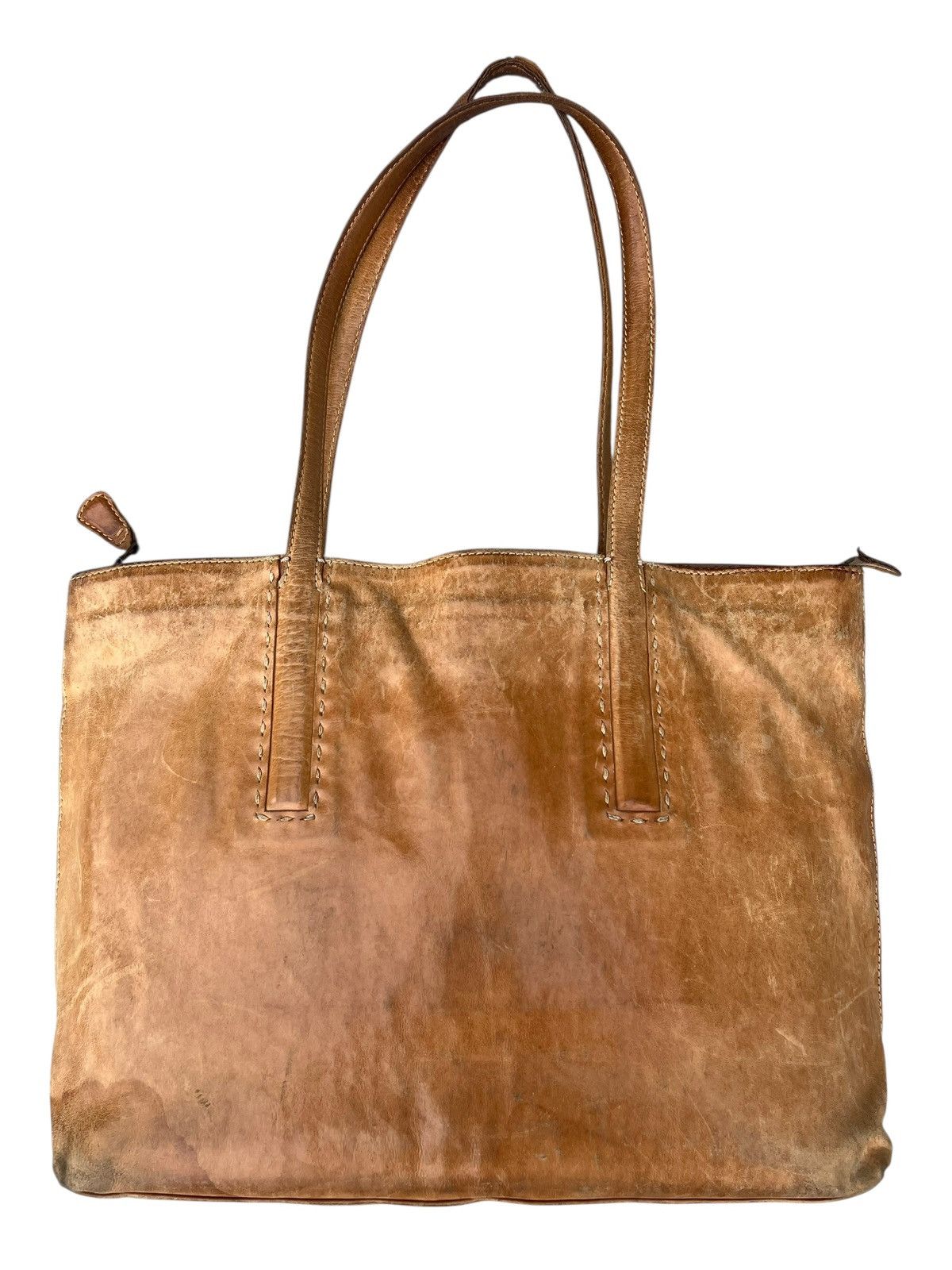 Leather Distressed Patina Leather Tote Bag Genten Japan Size ONE SIZE - 8 Thumbnail