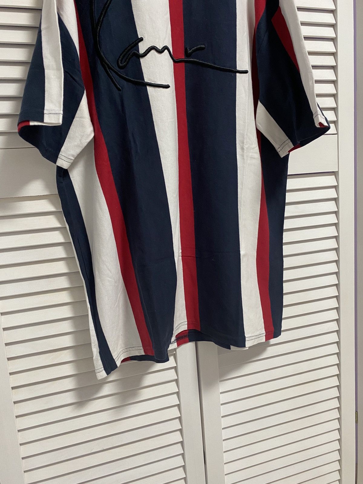 Karl Kani × Vintage 🥰 Karl Kani T Shirt Big Logo Striped Baggy Y2K 90s Size US M / EU 48-50 / 2 - 3 Thumbnail