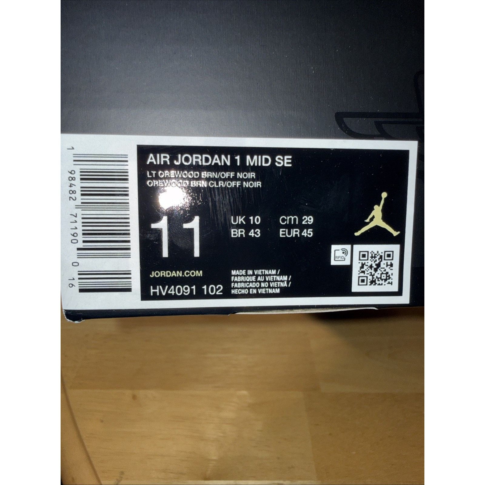 Nike Size 11 - Air Jordan 1 Mid Off Noir Medium Olive No Box Lid Size US 11 / EU 44 - 8 Thumbnail