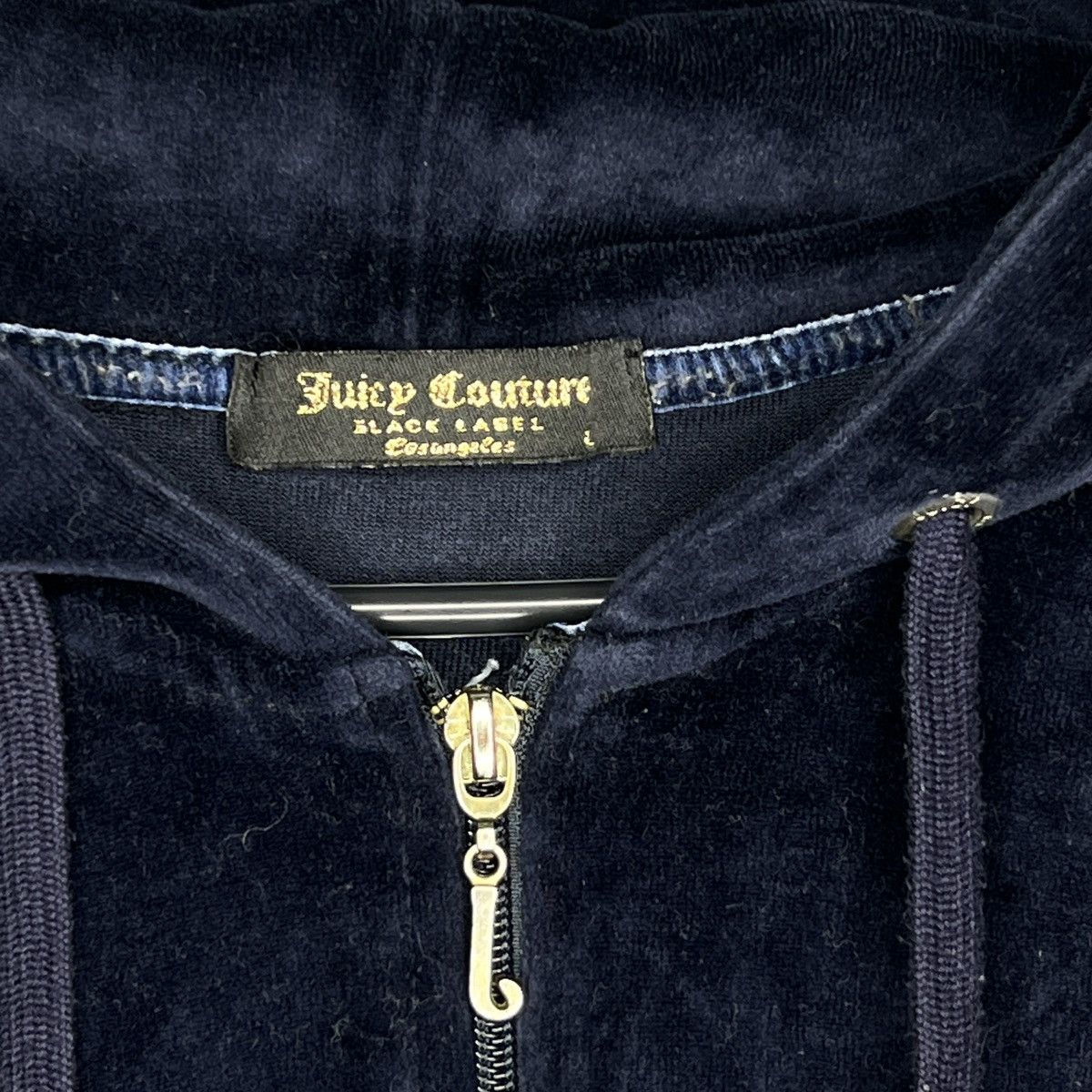 Juicy Couture × Vintage Juicy Couture Black Label Velour Hoodie Navy Big Logo Size M / US 6-8 / IT 42-44 - 5 Thumbnail