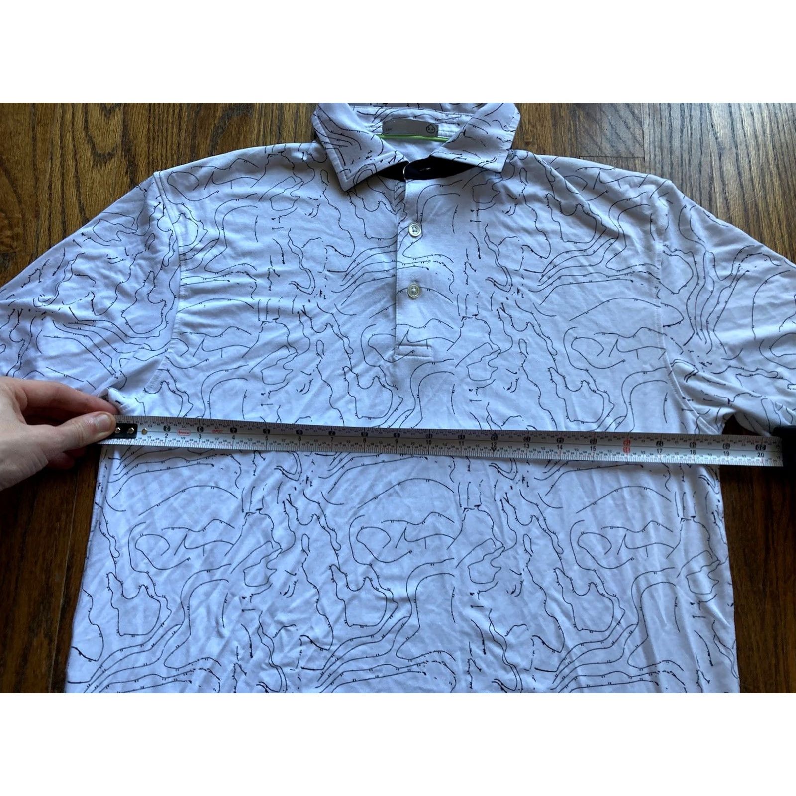 Vintage tasc Performance Polo Shirt Mens S White Geometric AOP Print Golf Stretch Casual Activewear Shirt Womens? No Size US S / EU 44-46 / 1 - 3 Thumbnail