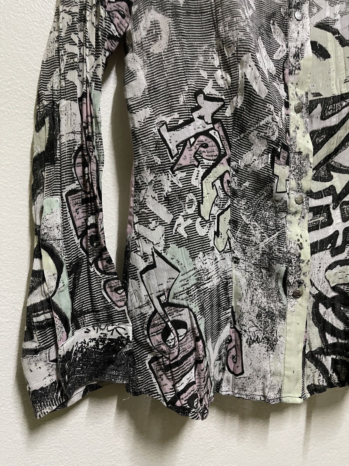 Just Cavalli × Vintage Just Cavalli Full Printed Gravity Shirt Long Sleeve Size L / US 10 / IT 46 - 3 Thumbnail