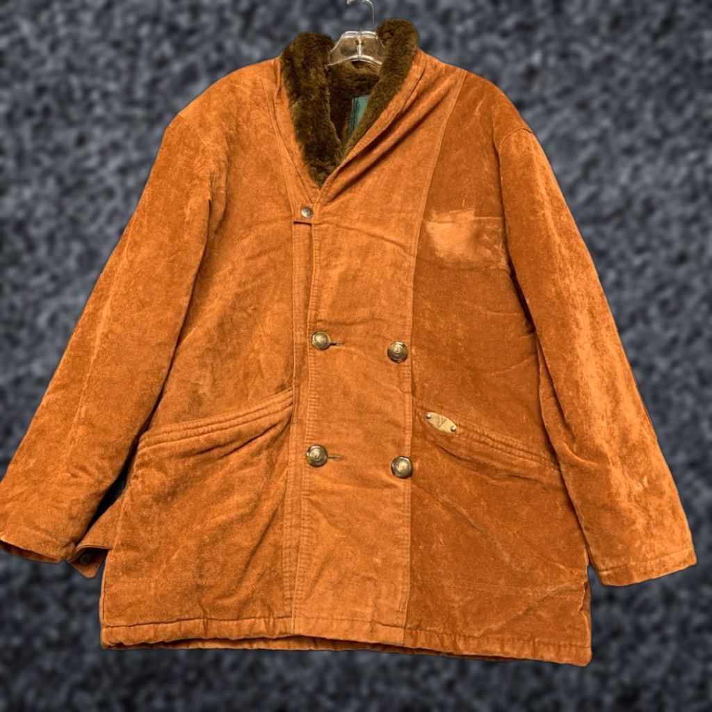 Doublet VINTAGE Full Stop Pea Coat Mens M Brown Shearling Lined Double Breasted Coat Size US M / EU 48-50 / 2 - 1 Thumbnail