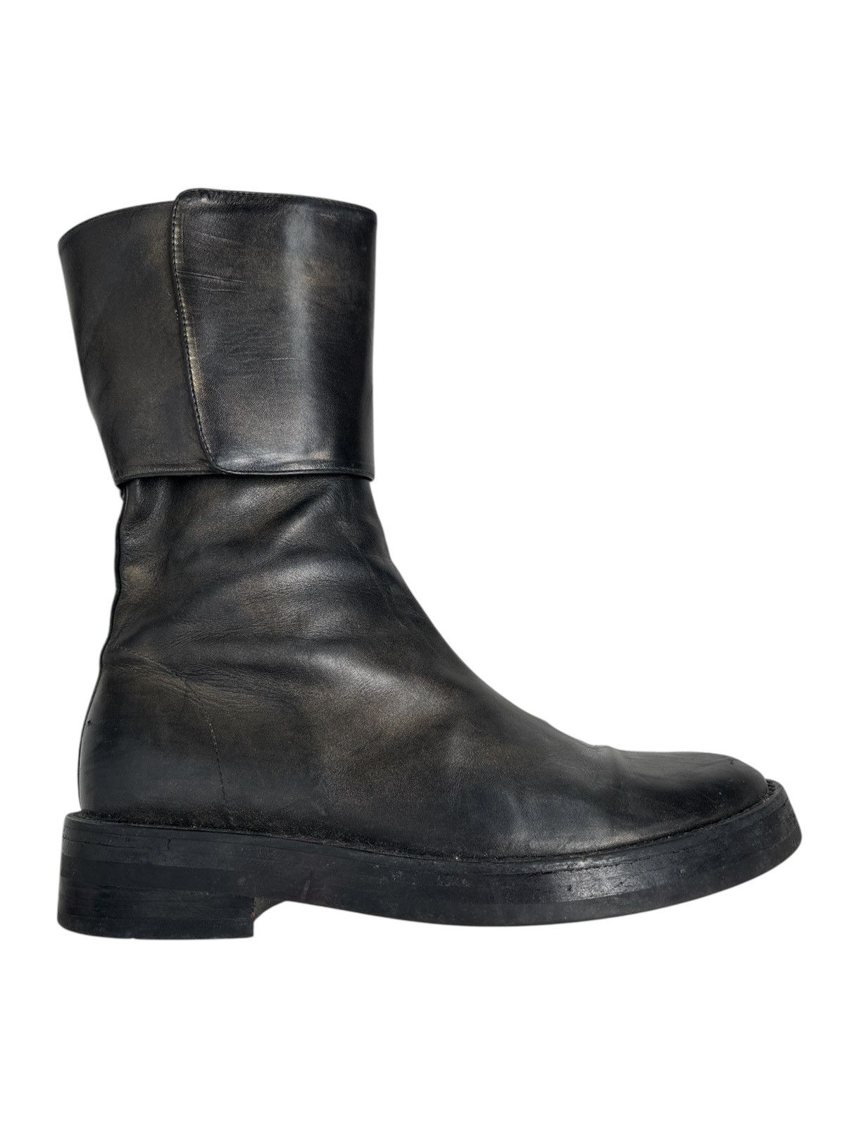 Ann Demeulemeester black flat triple lace boots (38.5