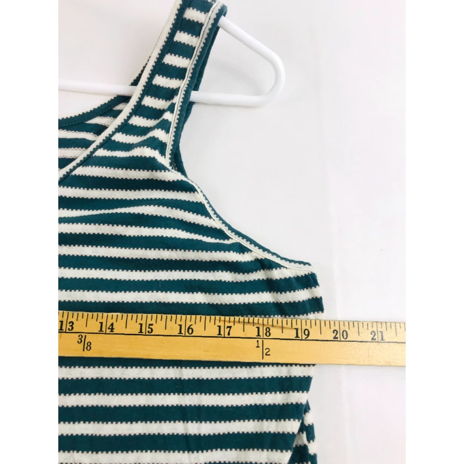 Vintage Sonoma Tank Top Women's XL Green Cream Striped Sleeveless Henley Scoop Neck - Casual Shirt T-Shirt Size XL / US 12-14 / IT 48-50 - 3 Thumbnail