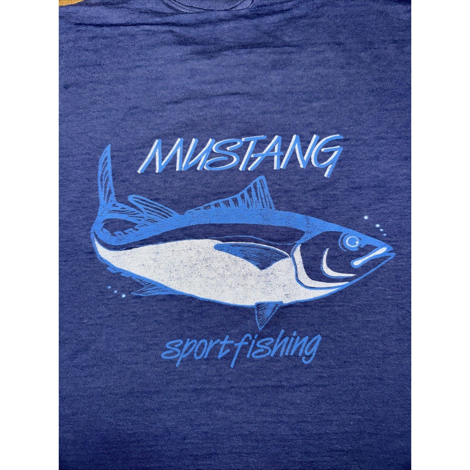 Vintage Vintage Oneita Single Stitch T-Shirt Blue XL Fishing USA Size US XL / EU 56 / 4 - 2 Thumbnail