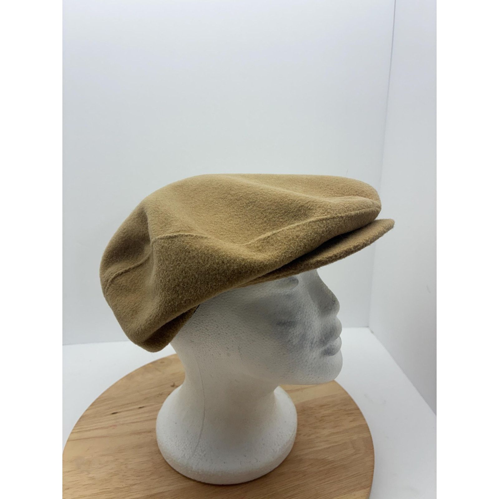 Other Vintage Wool Newsboy Cap Made in USA, Camel Brown 7 1/2 Size ONE SIZE - 10 Thumbnail