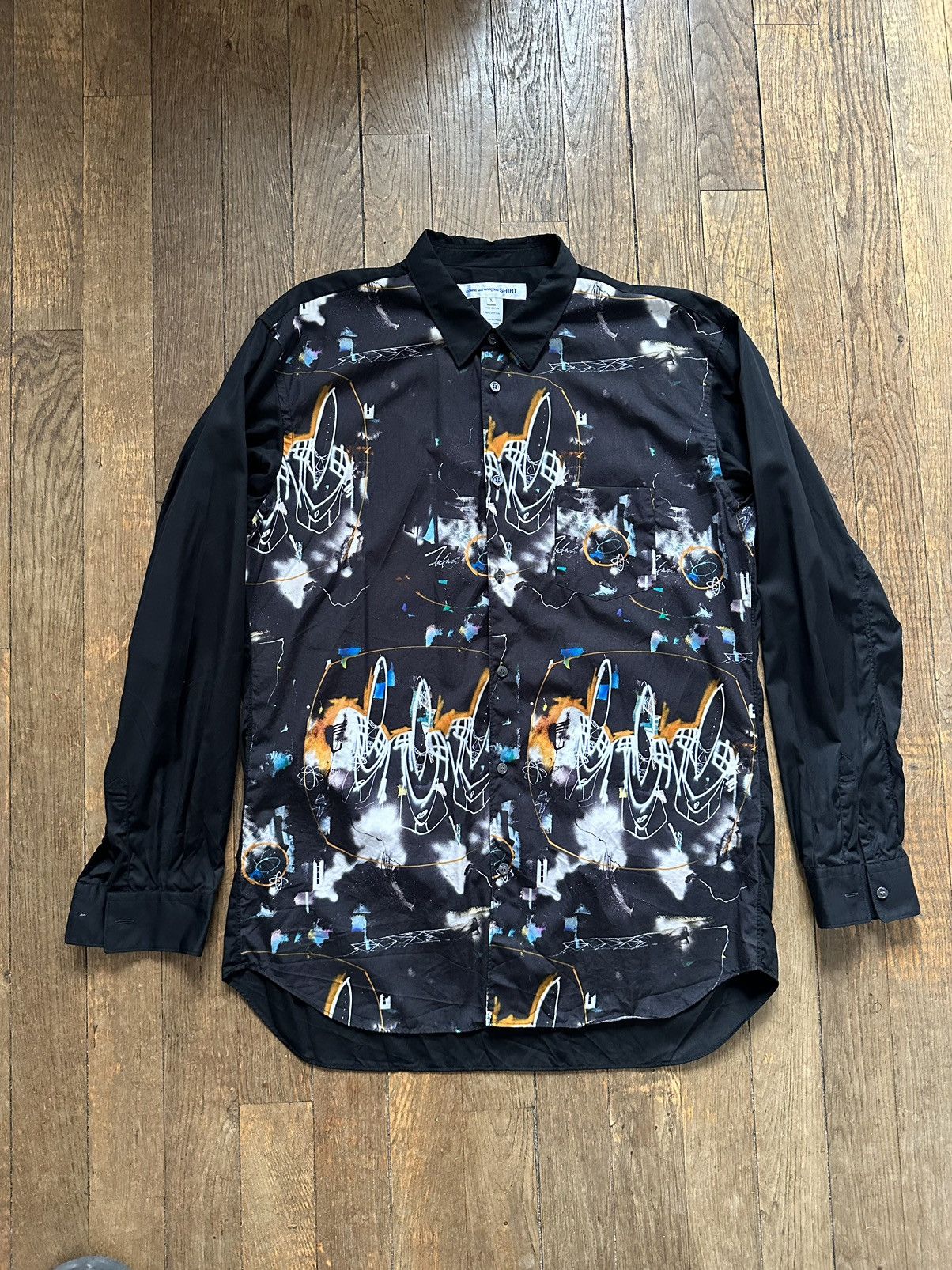 image of Comme Des Garcons Shirt x Futura 2000 Cdg Shirt X Futura 2000 in Black, Men's (Size XL)