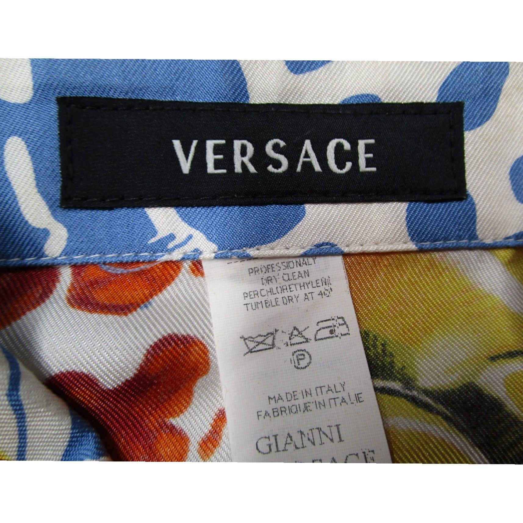 Versace VINTAGE Gianni Versace Silk Shirt Mens 54 XL Blue Orange Nautical Shell Orchid 90s Size US XL / EU 56 / 4 - 3 Thumbnail