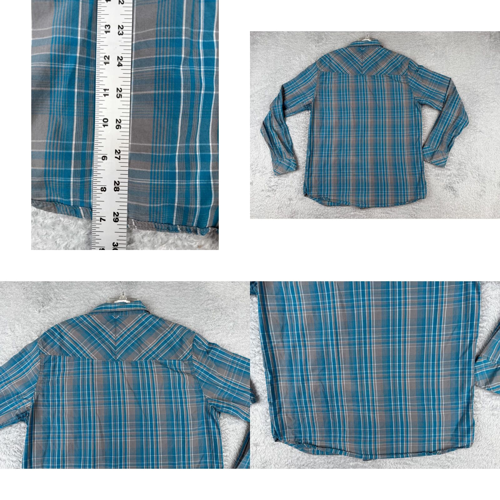 Empyre Empyre Button-Up Shirt Mens Large Blue Plaid Western Cotton Long Sleeve Snap-Collar Size US L / EU 52-54 / 3 - 9 Thumbnail
