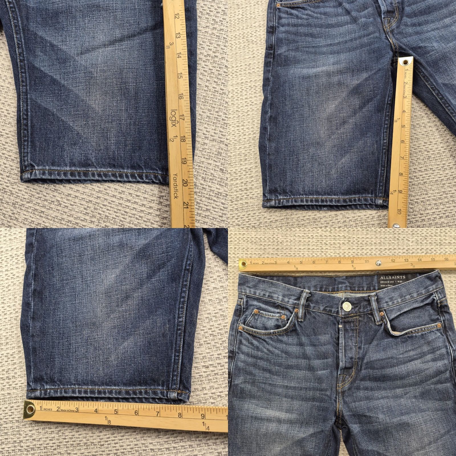 Allsaints AllSaints Mens Bermuda Shorts 30 Blue Stamp Switch Denim Casual Button Fly Bermuda Shorts Mens 30 Blue Stamp Switch Denim Short 5-Pocket Design Size US 30 / EU 46 - 8 Thumbnail