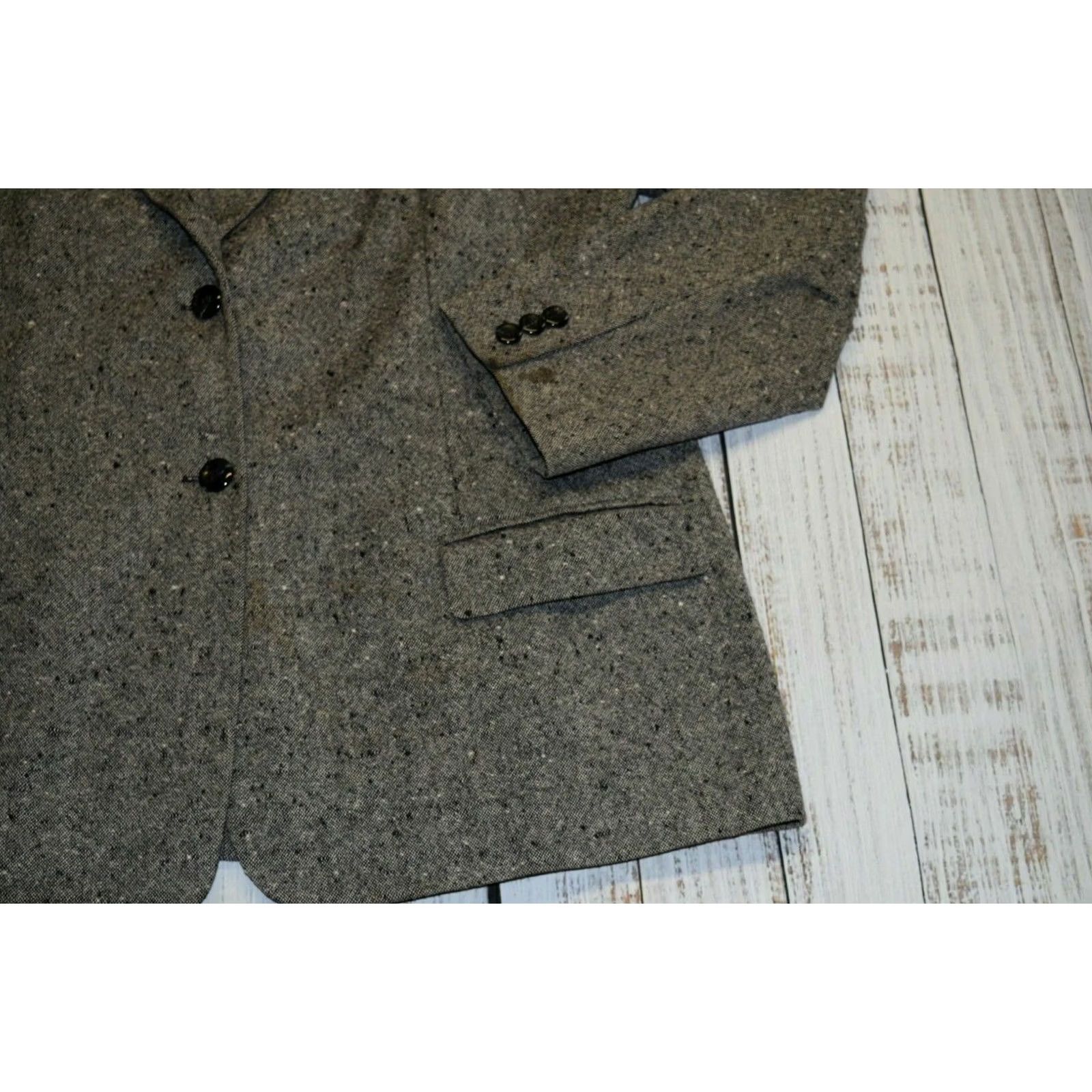 Pendleton VINTAGE Pendleton Blazer Shirt Womens 16 Gray Wool Lined 2-Button Notch Shawl 70s Pant Suit Size 38" / US 16 / IT 52 - 2 Thumbnail